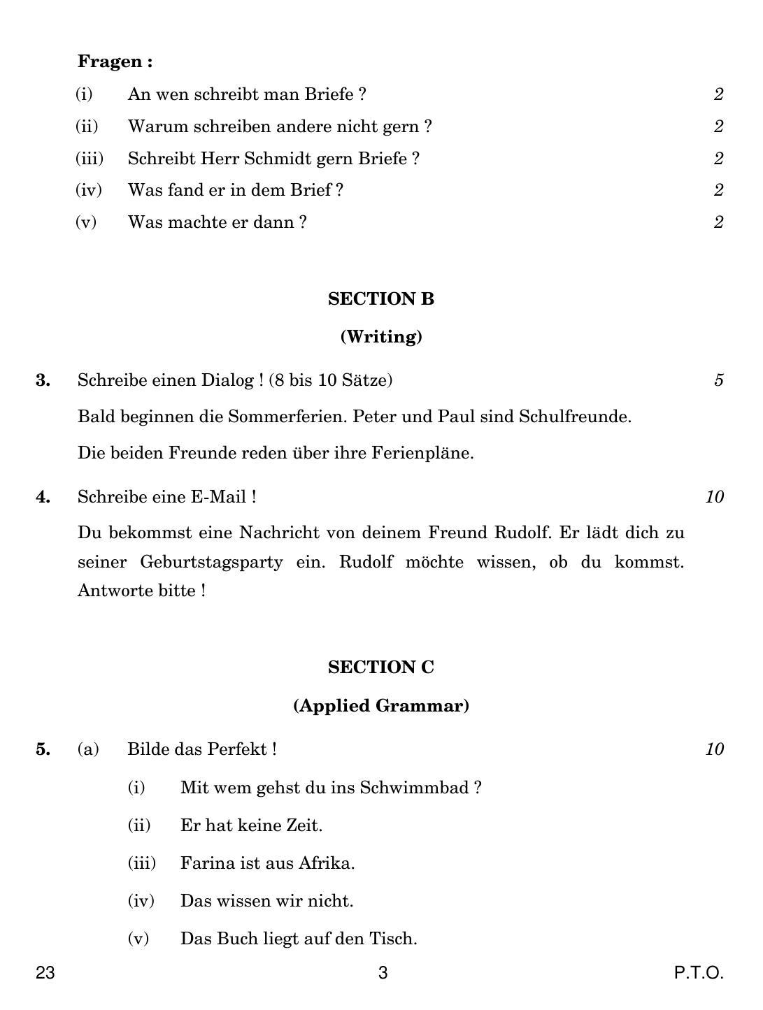 CBSE Class 10 23 GERMAN 2019 Question Paper - Page 3