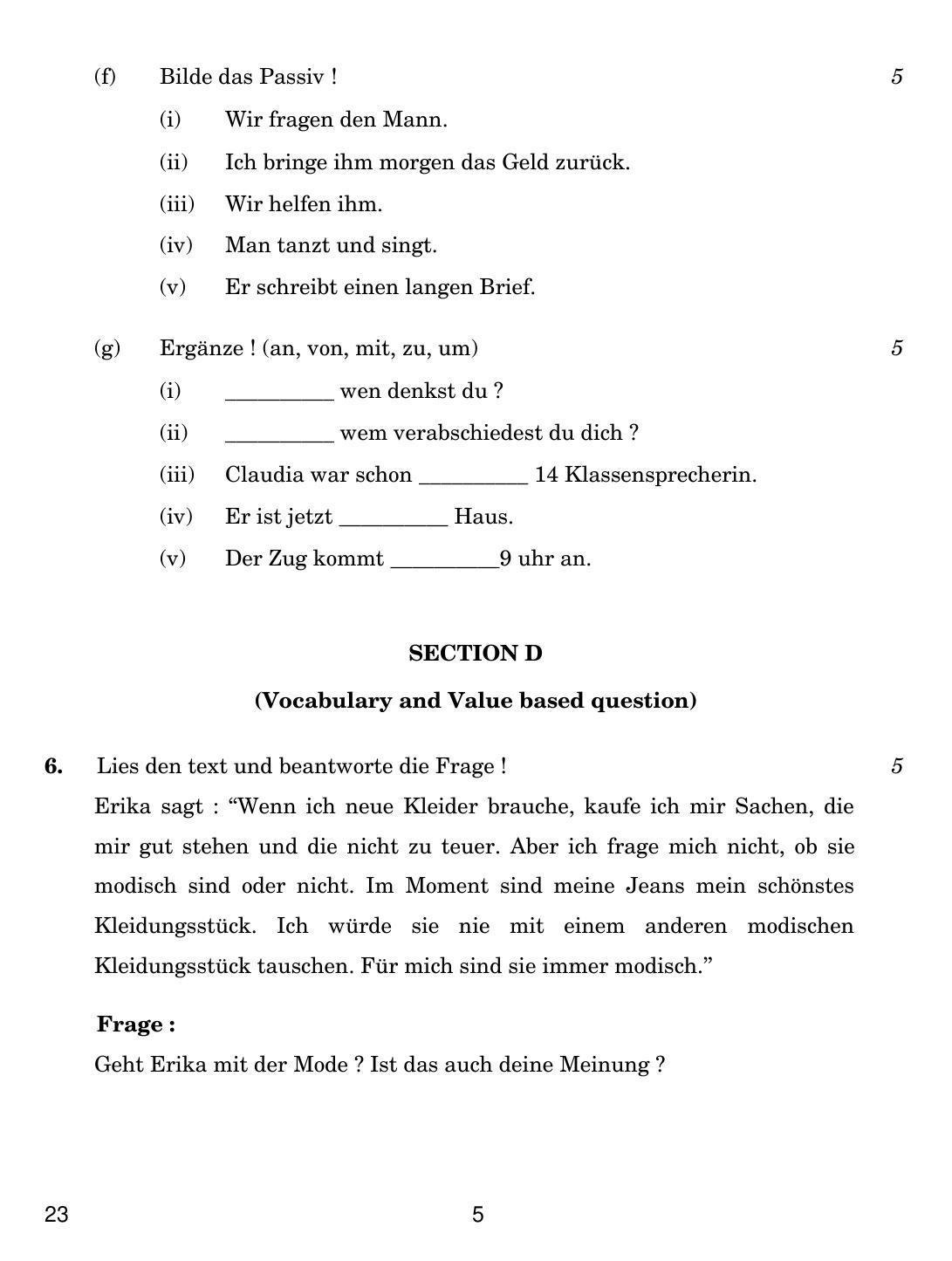 CBSE Class 10 23 GERMAN 2019 Question Paper - Page 5