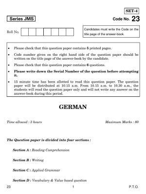 CBSE Class 10 23 GERMAN 2019 Question Paper