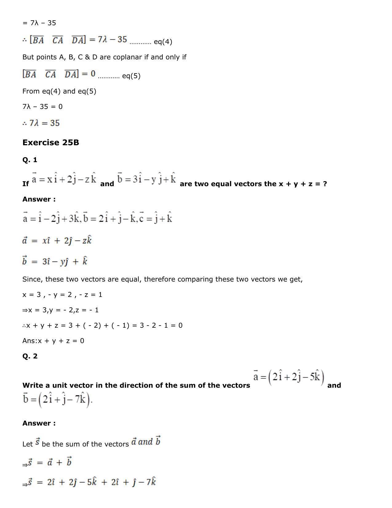 Chapter 25: Product of Three Vectors Solutions: RS Aggarwal Class 12 Solutions  - Page 46