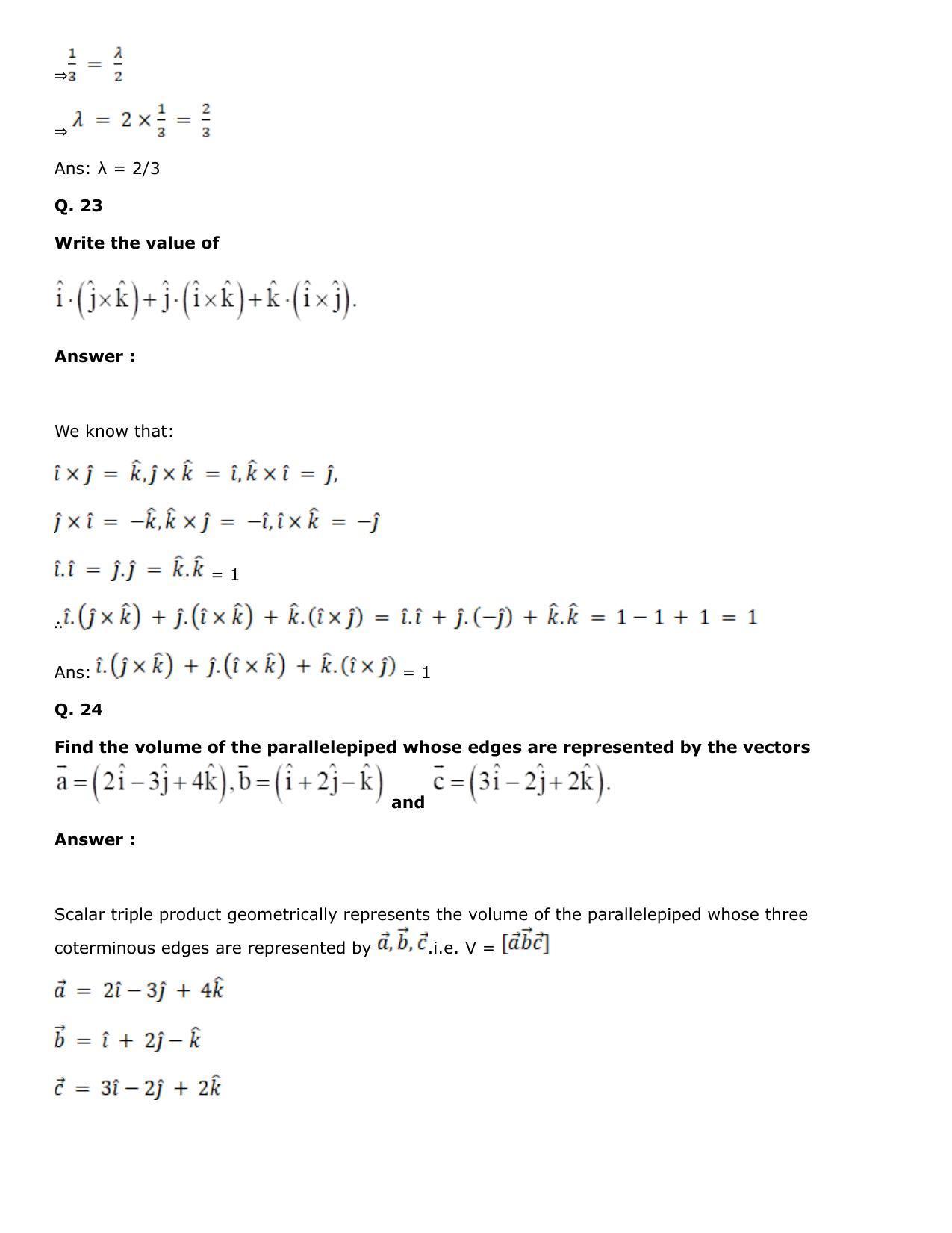 Chapter 25: Product of Three Vectors Solutions: RS Aggarwal Class 12 Solutions  - Page 58