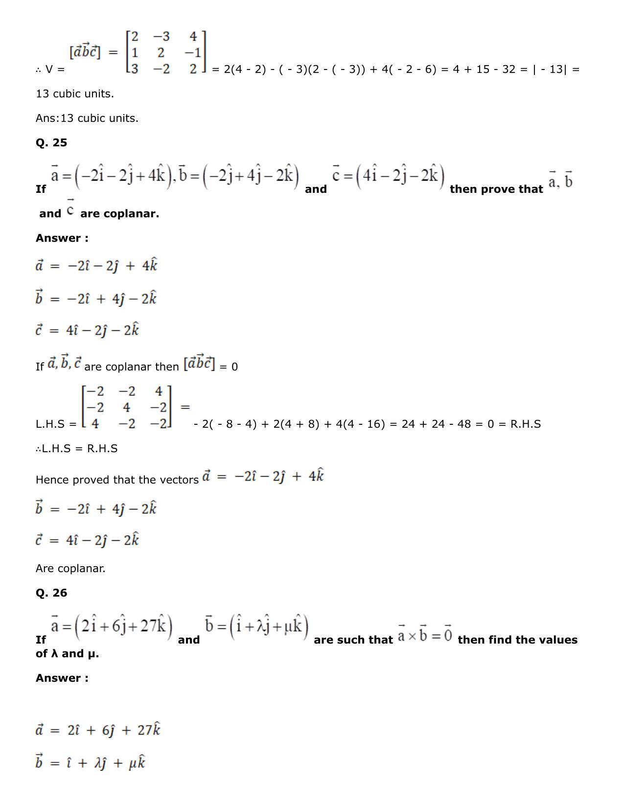 Chapter 25: Product of Three Vectors Solutions: RS Aggarwal Class 12 Solutions  - Page 59