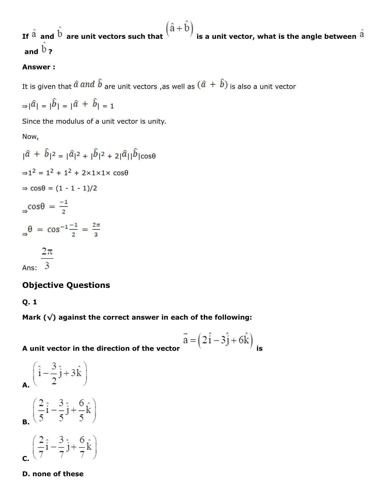 Chapter 25: Product of Three Vectors Solutions: RS Aggarwal Class 12 Solutions  - Page 63