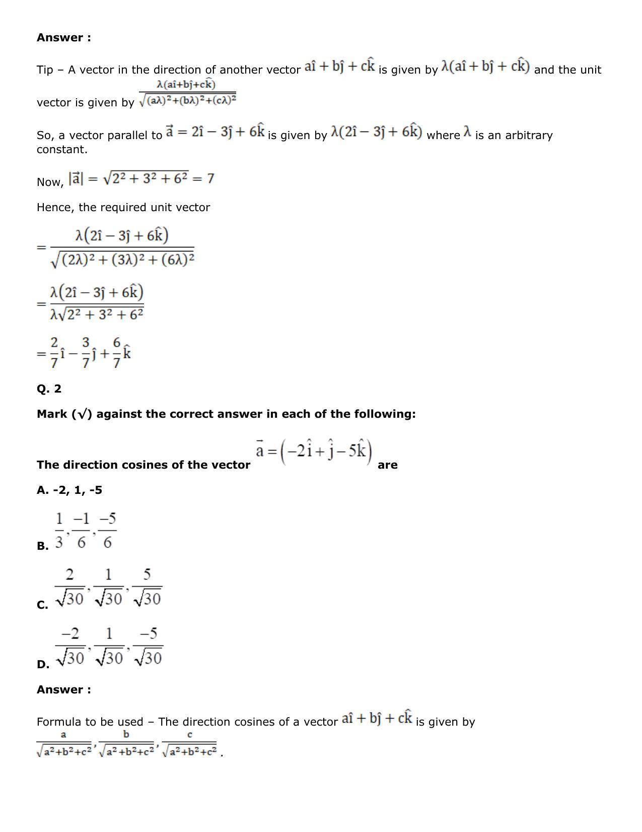 Chapter 25: Product of Three Vectors Solutions: RS Aggarwal Class 12 Solutions  - Page 64