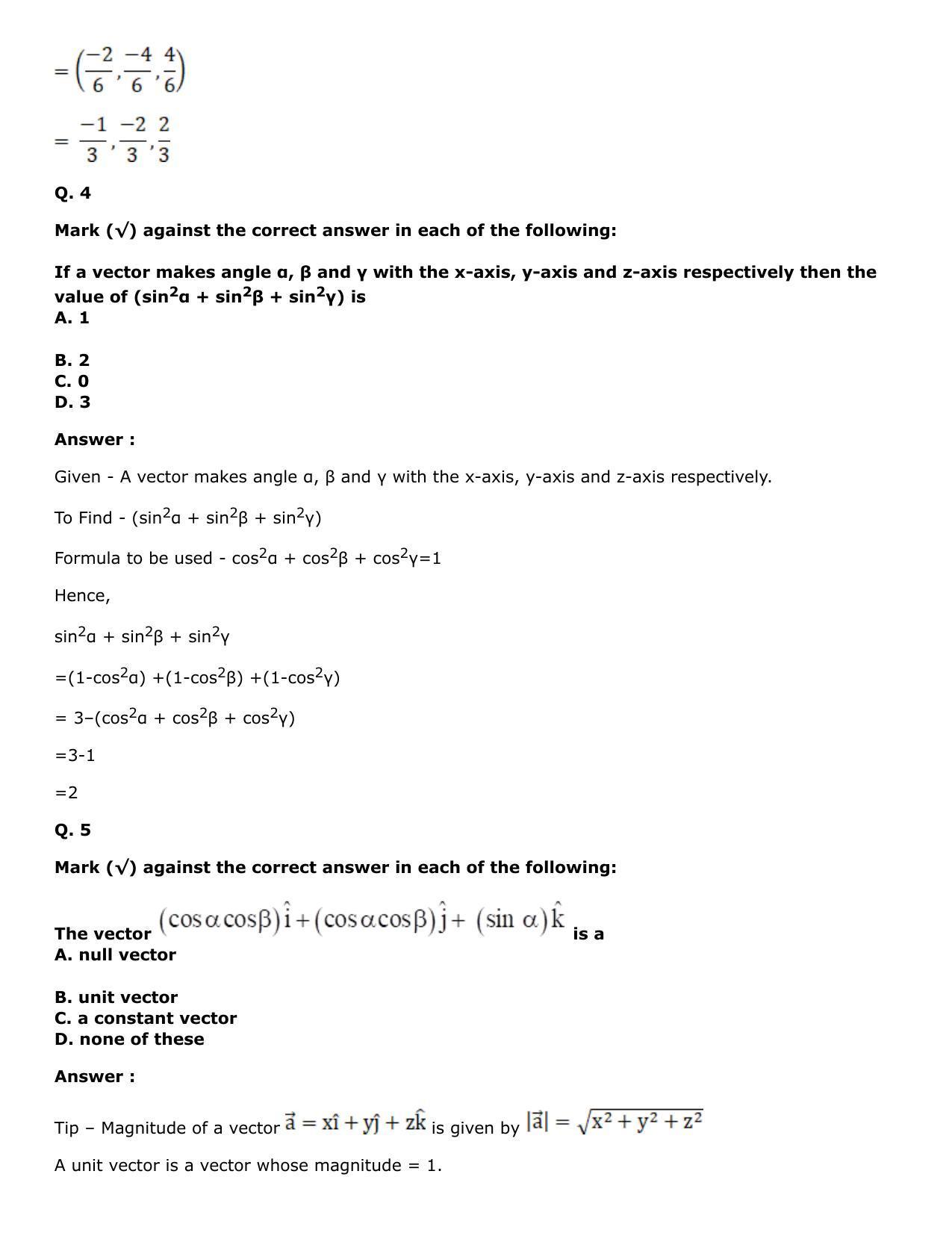Chapter 25: Product of Three Vectors Solutions: RS Aggarwal Class 12 Solutions  - Page 66