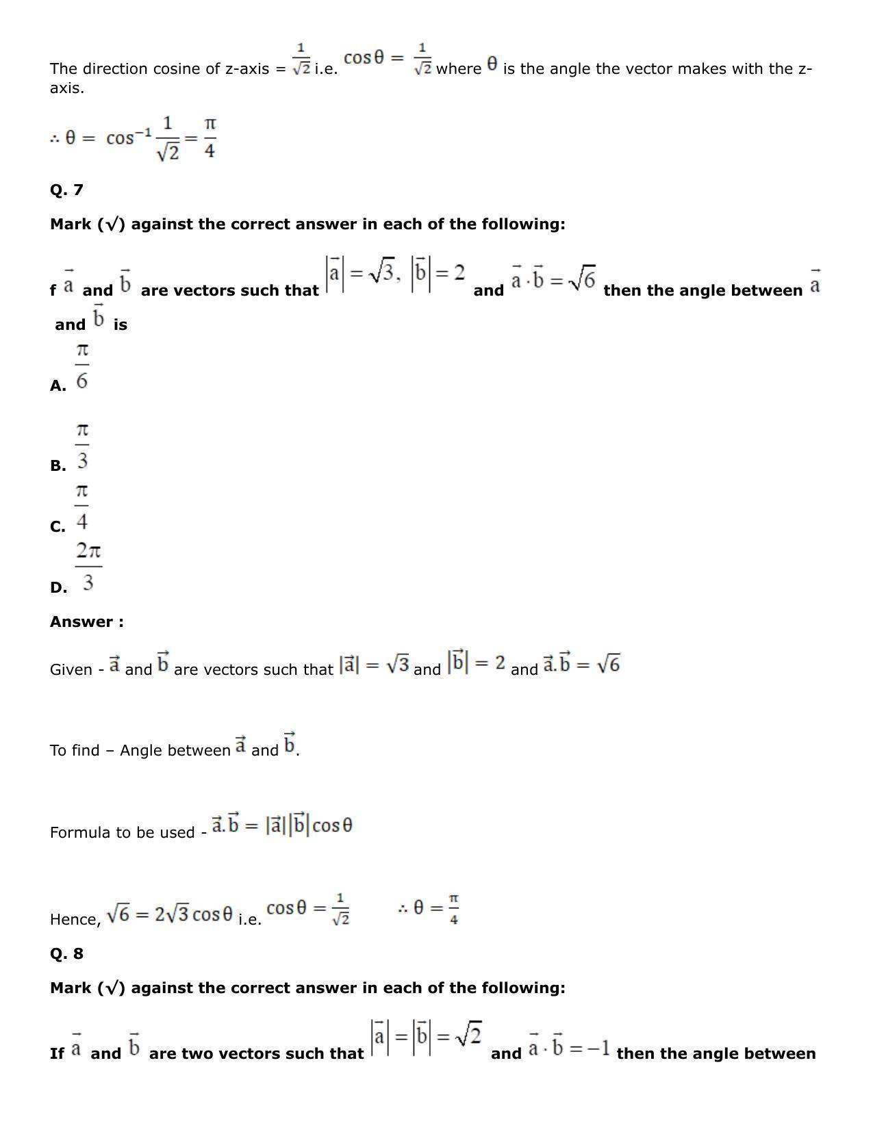Chapter 25: Product of Three Vectors Solutions: RS Aggarwal Class 12 Solutions  - Page 68