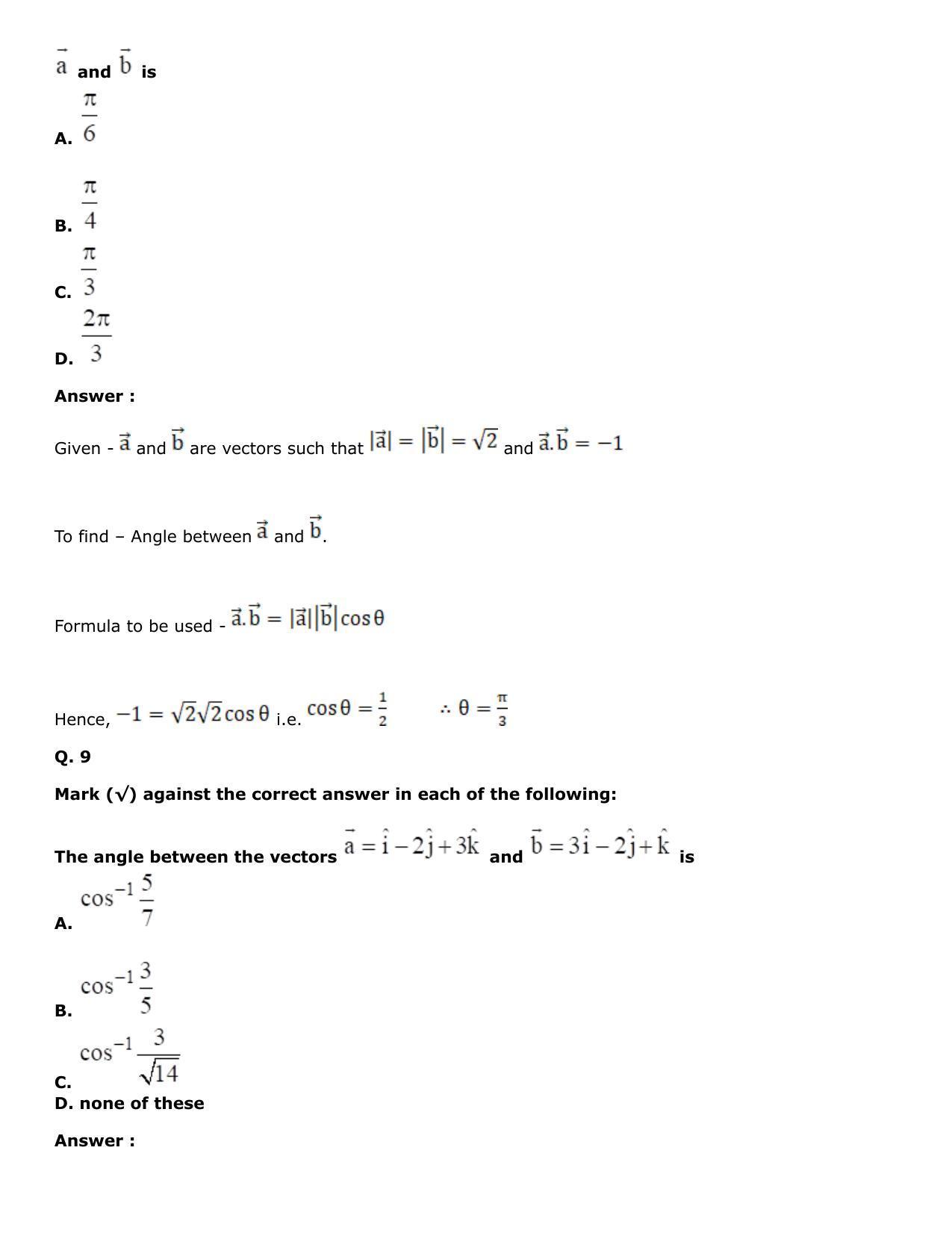 Chapter 25: Product of Three Vectors Solutions: RS Aggarwal Class 12 Solutions  - Page 69