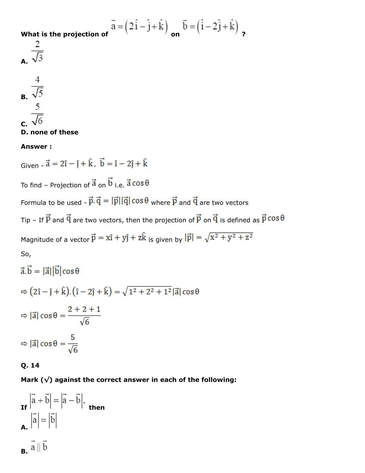 Chapter 25: Product of Three Vectors Solutions: RS Aggarwal Class 12 Solutions  - Page 73