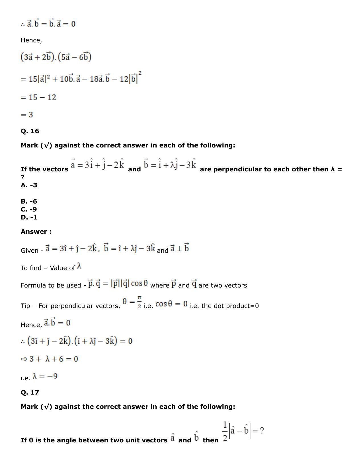 Chapter 25: Product of Three Vectors Solutions: RS Aggarwal Class 12 Solutions  - Page 75