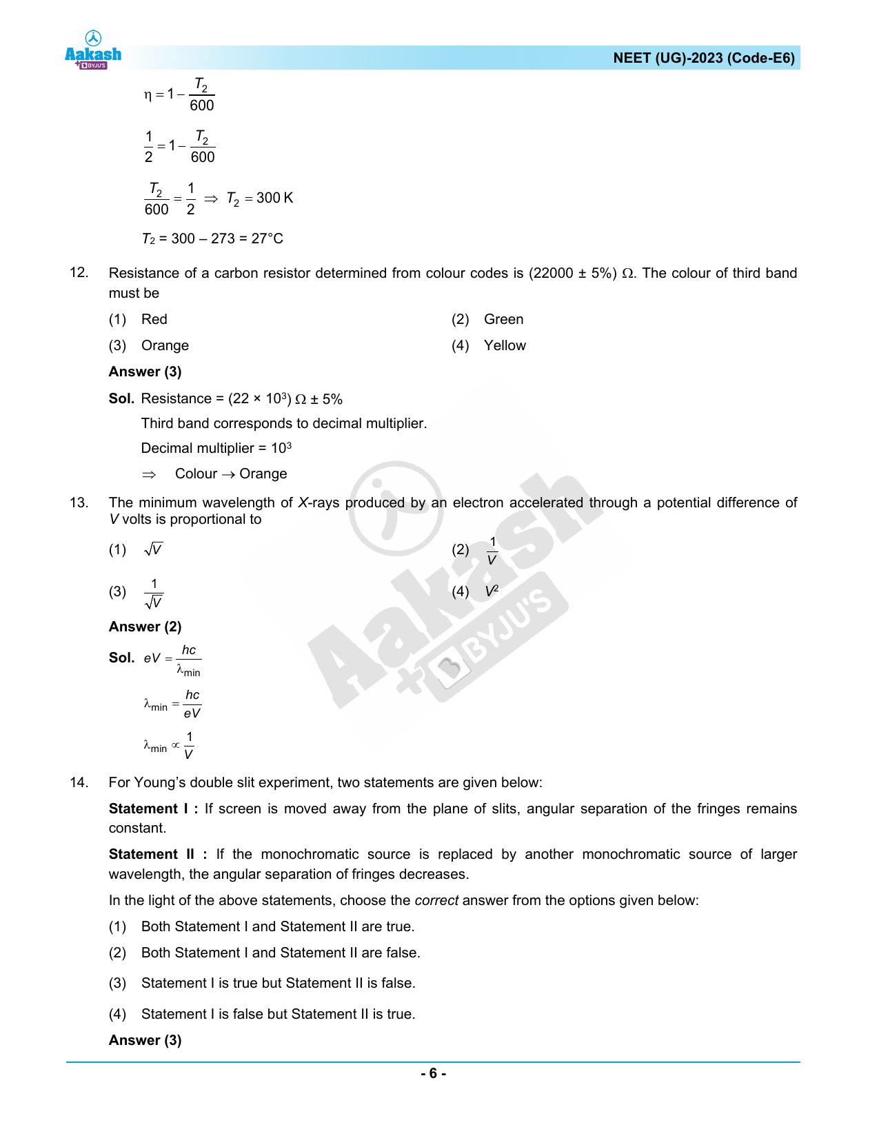 NEET 2023 Question Paper E6 - Page 6
