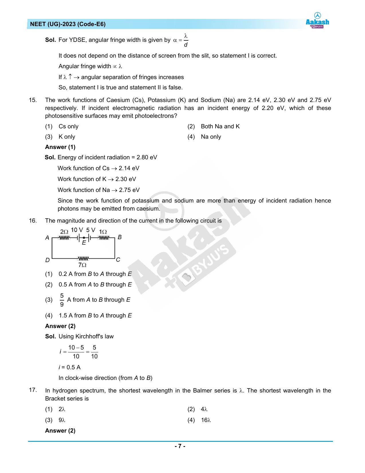 NEET 2023 Question Paper E6 - Page 7
