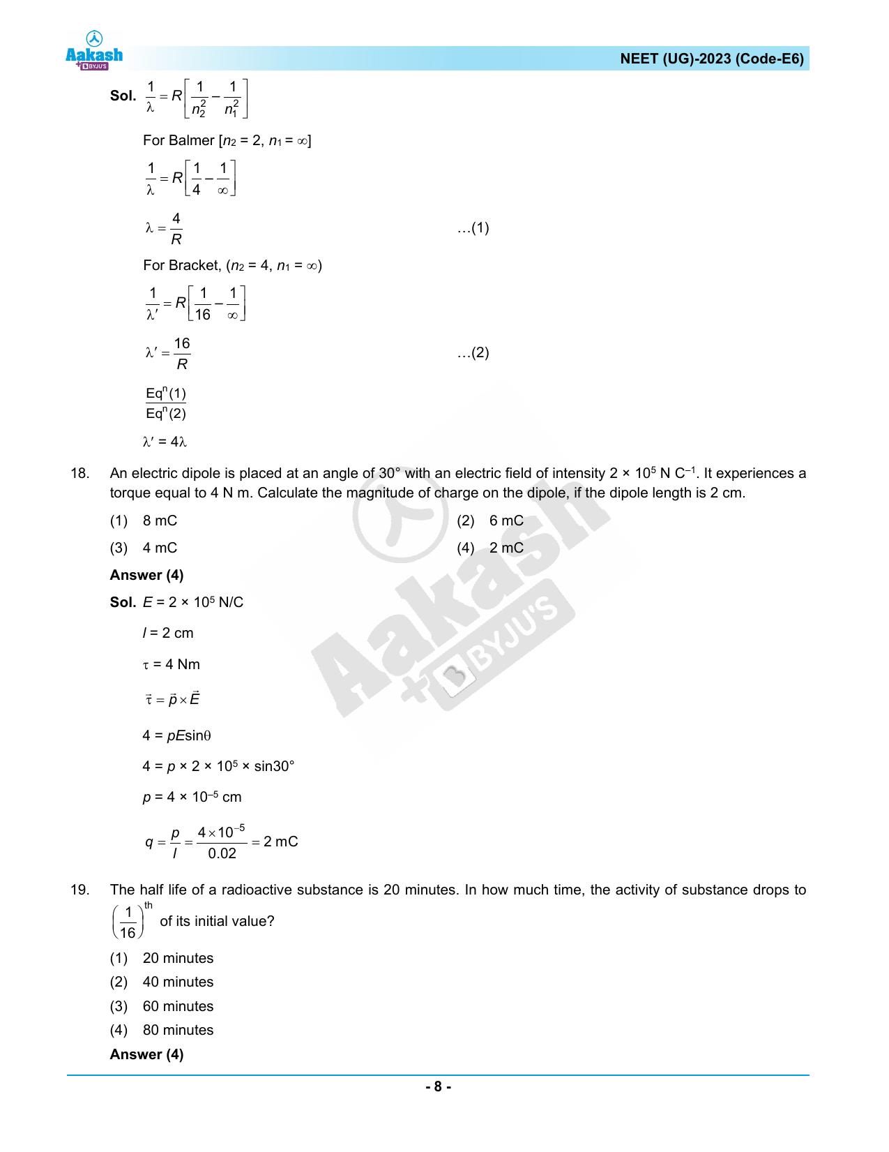 NEET 2023 Question Paper E6 - Page 8