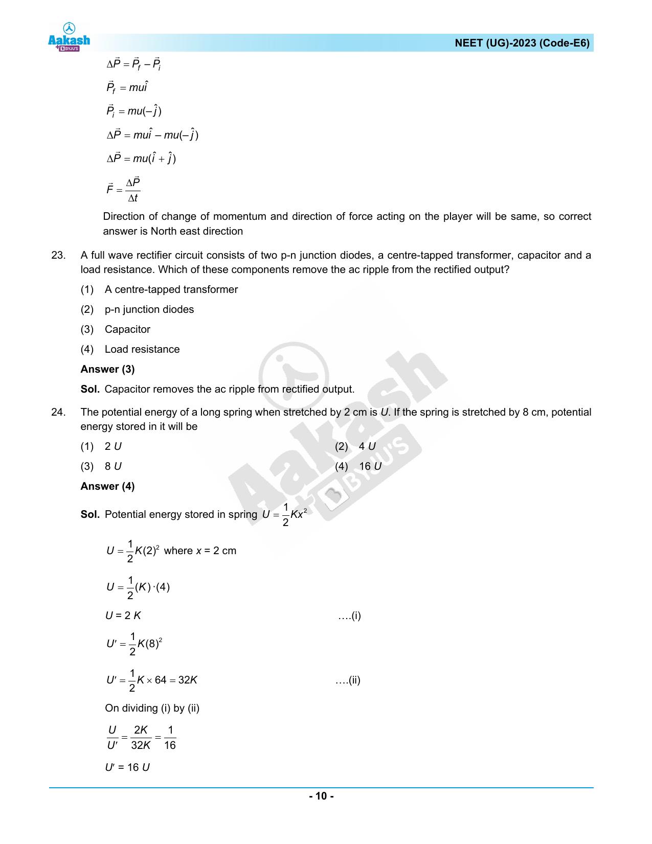 NEET 2023 Question Paper E6 - Page 10