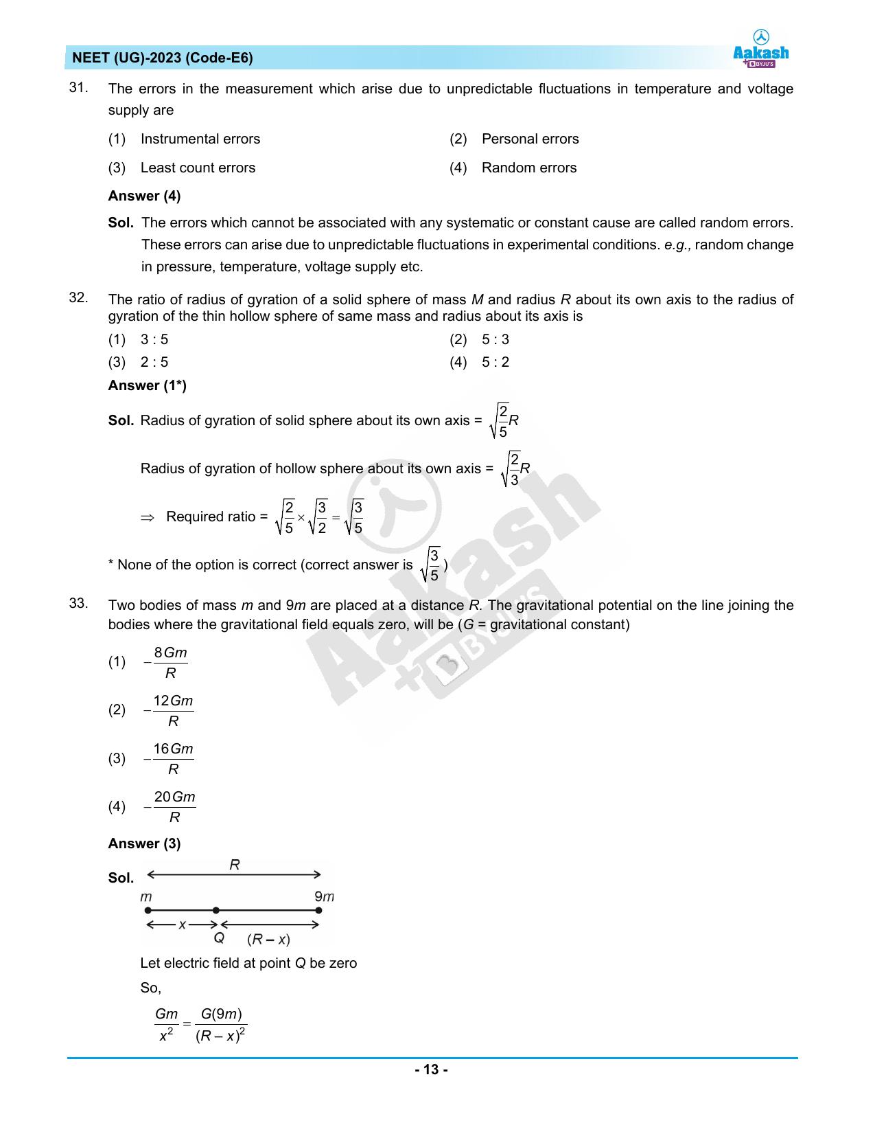 NEET 2023 Question Paper E6 - Page 13