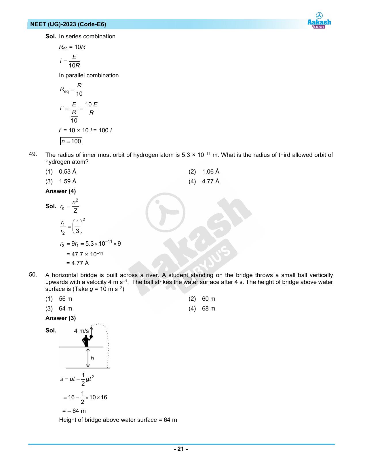 NEET 2023 Question Paper E6 - Page 21