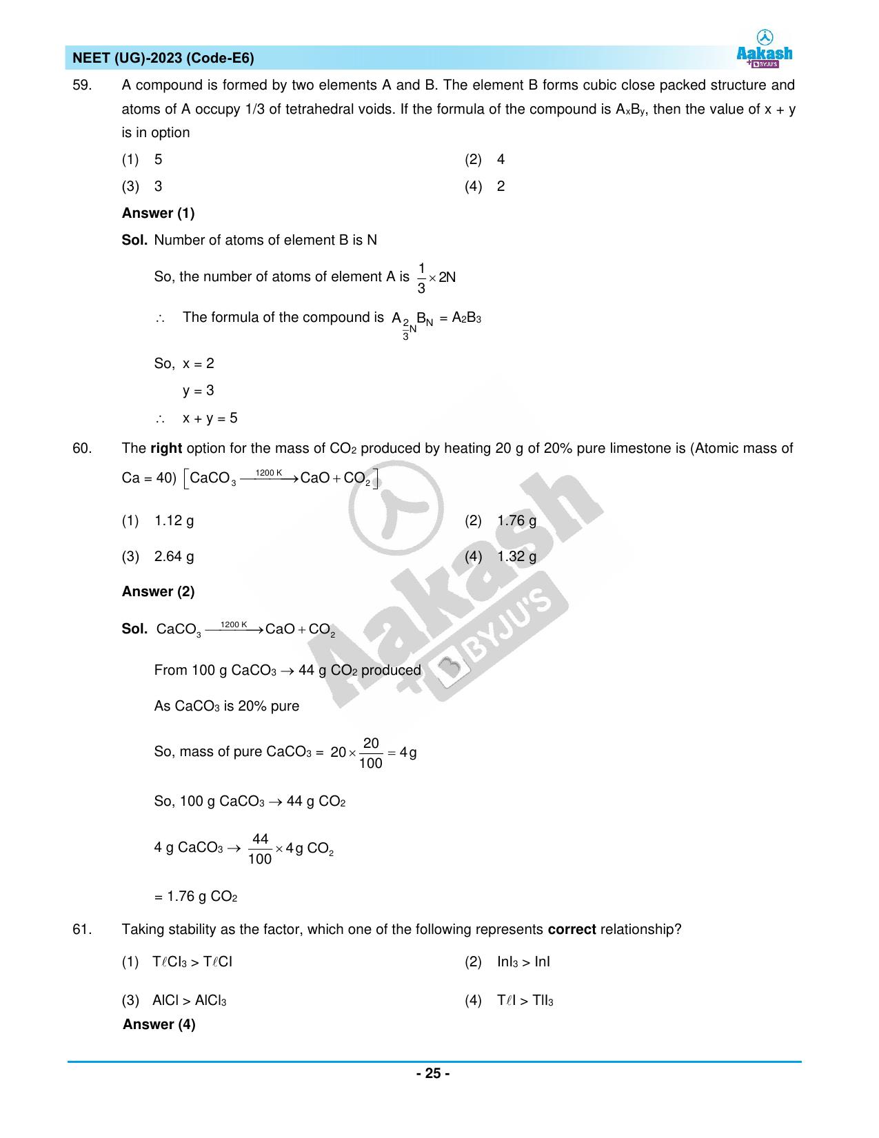 NEET 2023 Question Paper E6 - Page 25