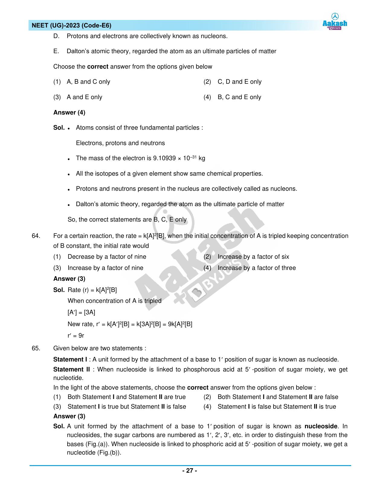 NEET 2023 Question Paper E6 - Page 27