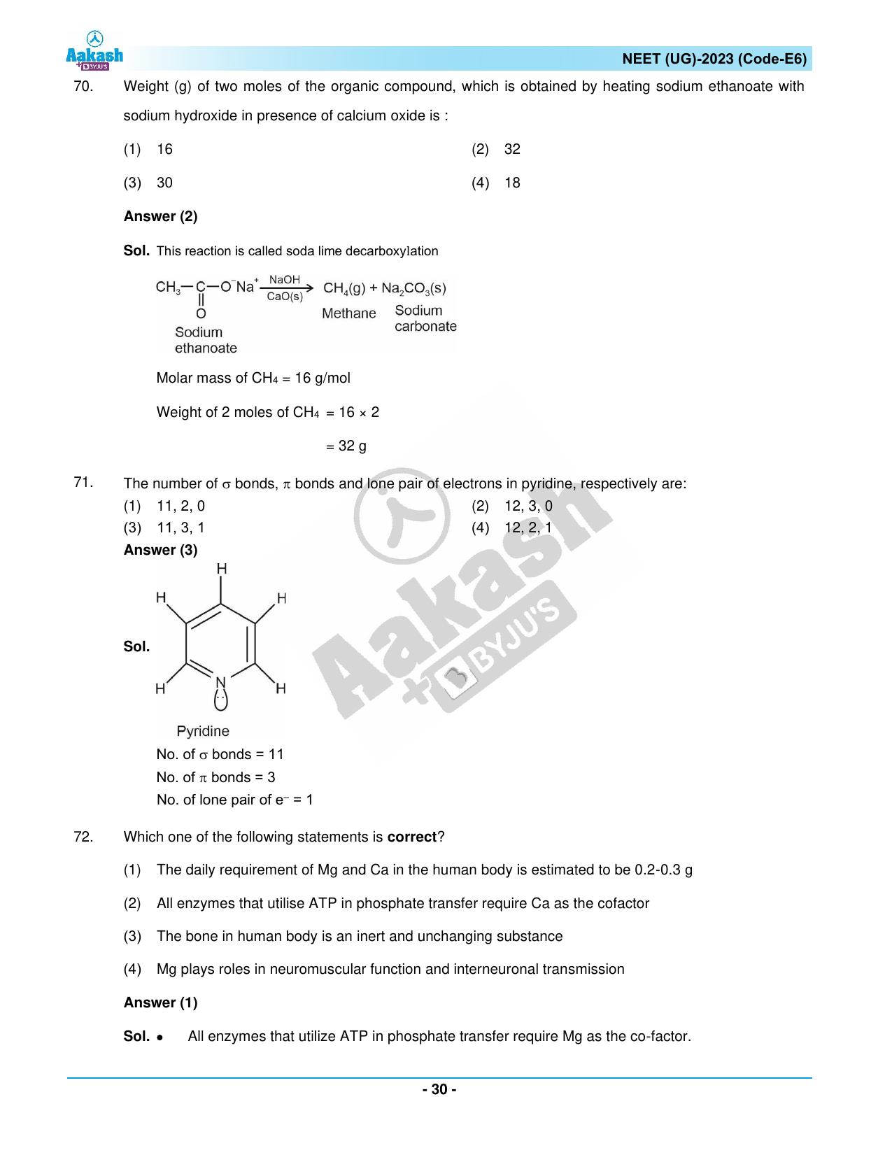 NEET 2023 Question Paper E6 - Page 30