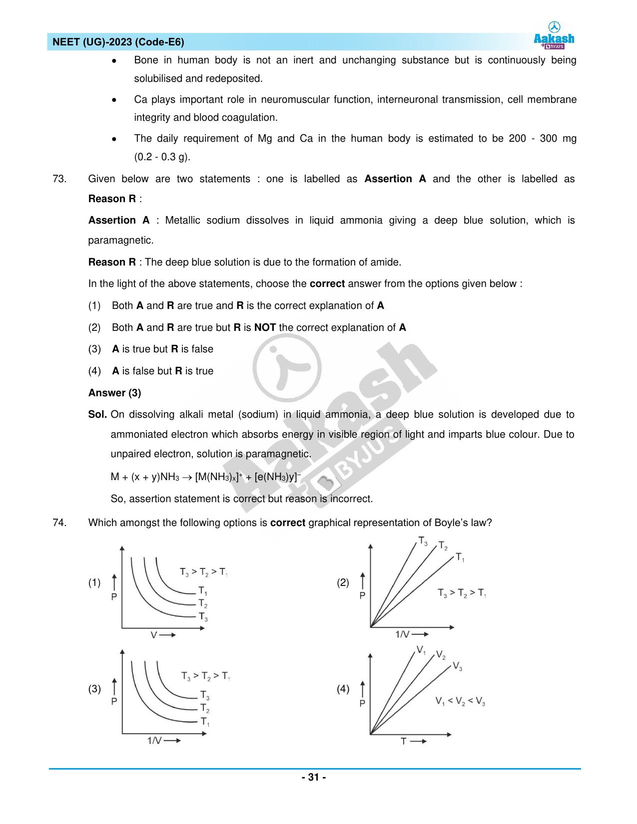 NEET 2023 Question Paper E6 - Page 31