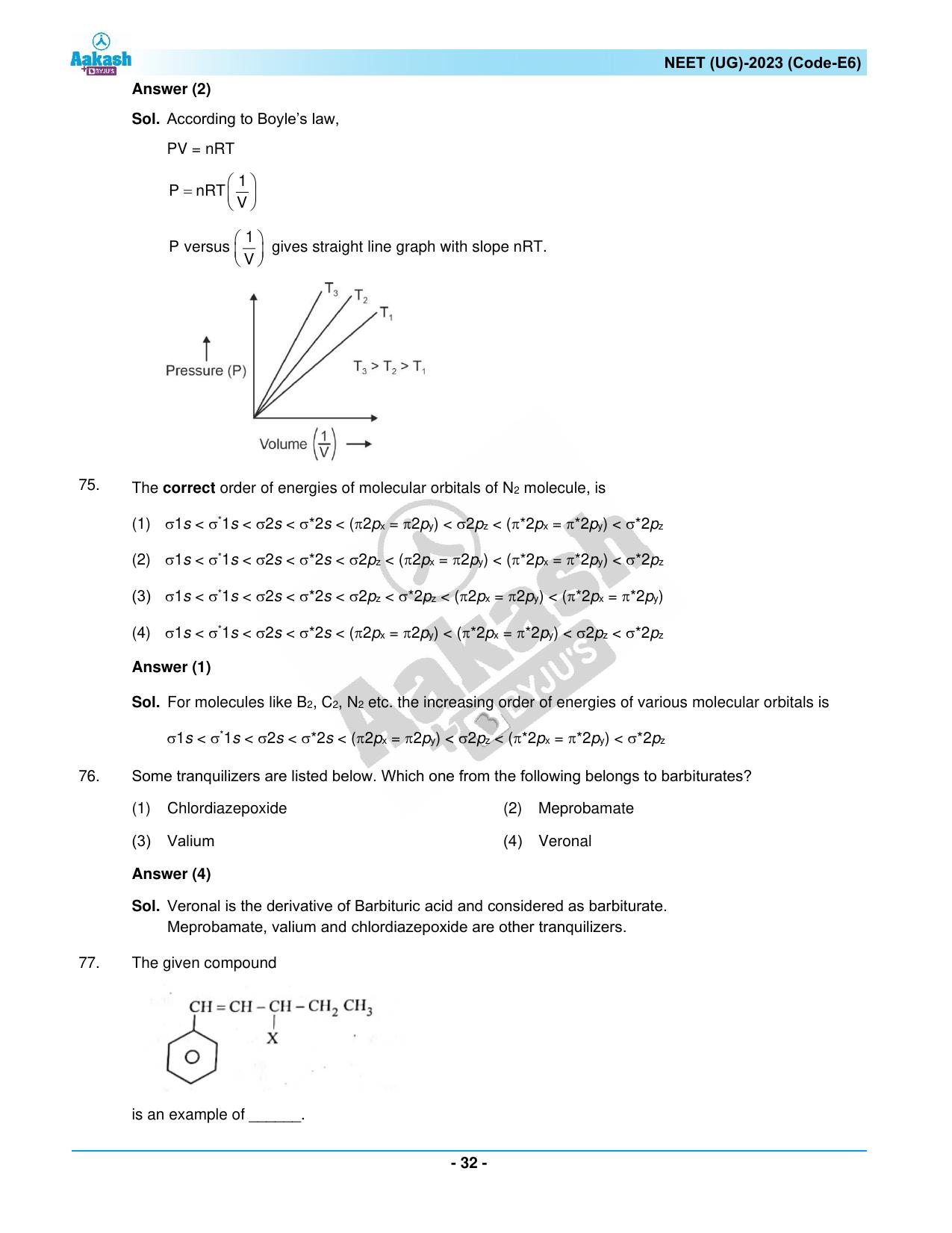 NEET 2023 Question Paper E6 - Page 32
