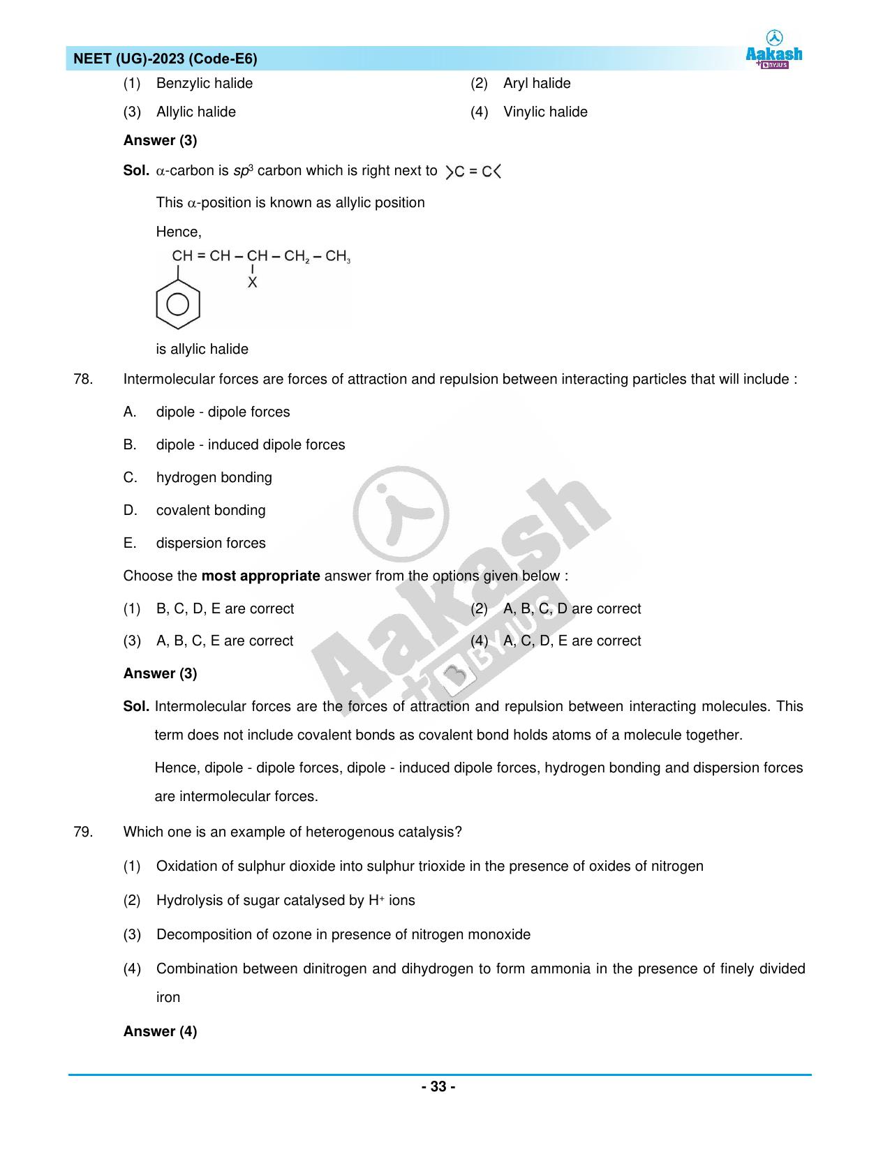 NEET 2023 Question Paper E6 - Page 33