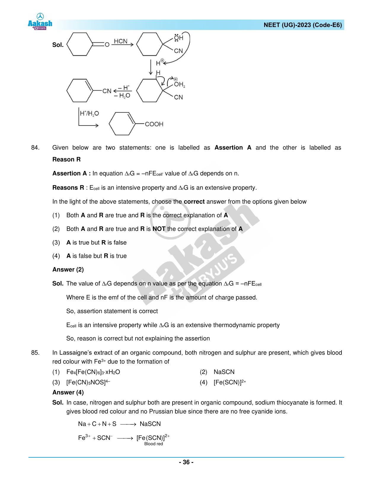 NEET 2023 Question Paper E6 - Page 36