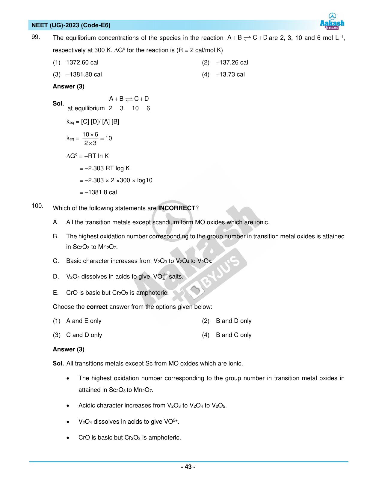 NEET 2023 Question Paper E6 - Page 43