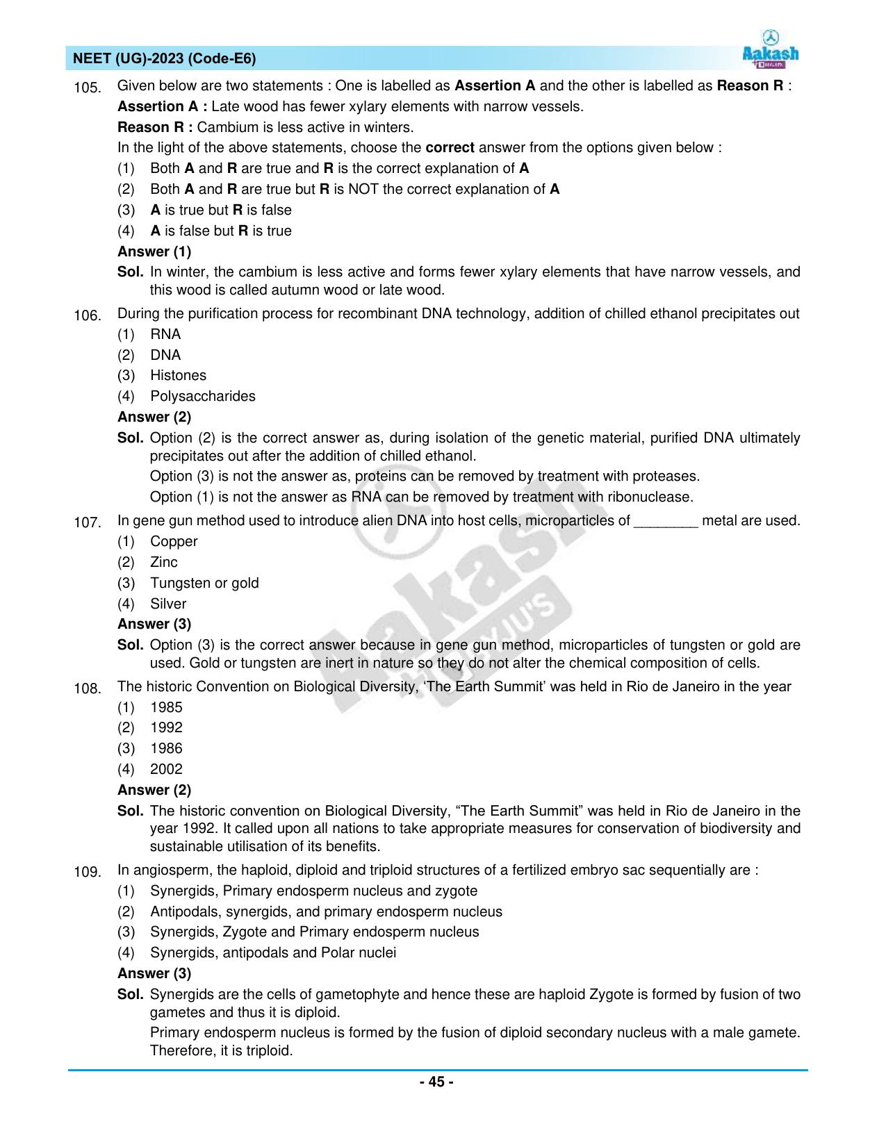 NEET 2023 Question Paper E6 - Page 45