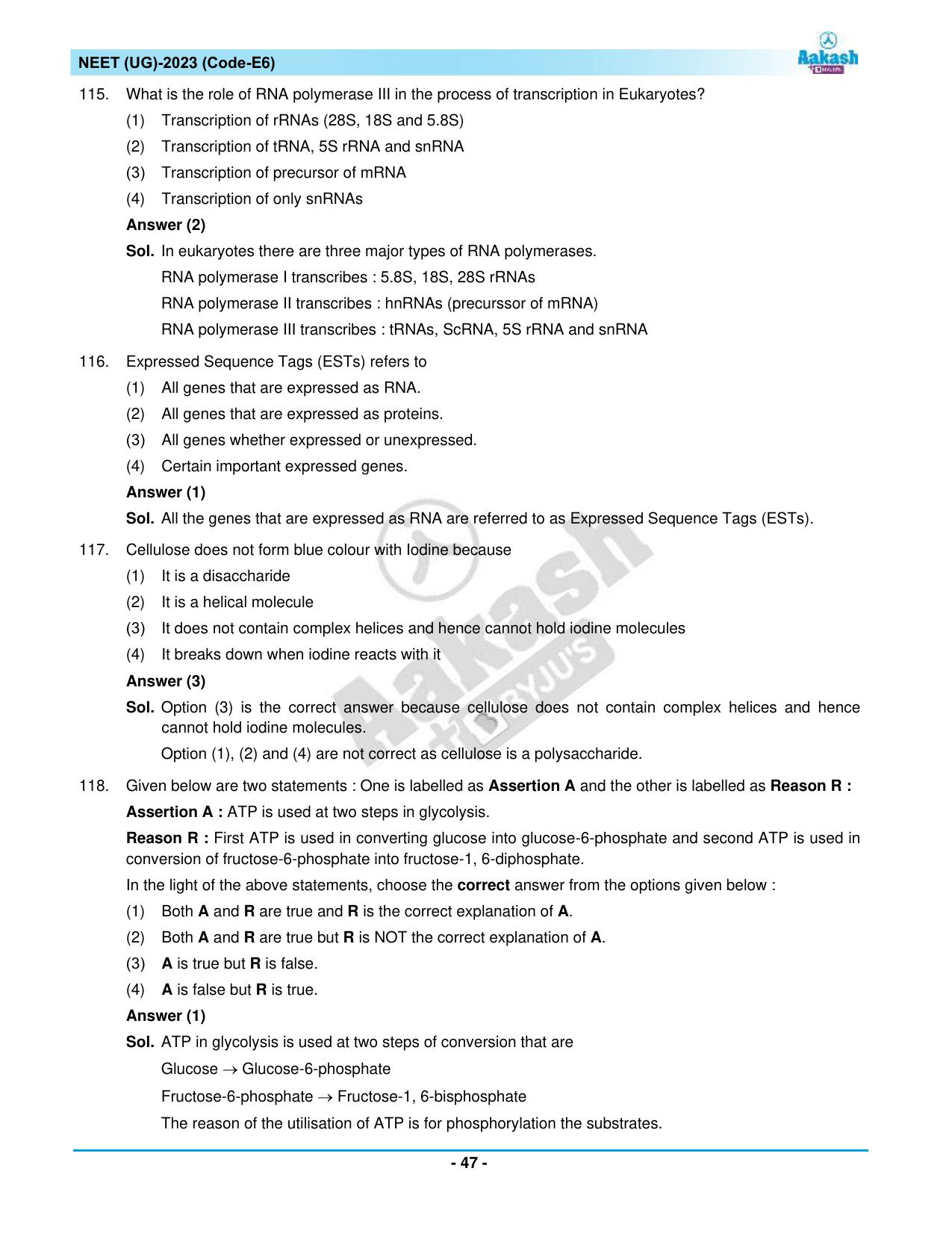 NEET 2023 Question Paper E6 - Page 47
