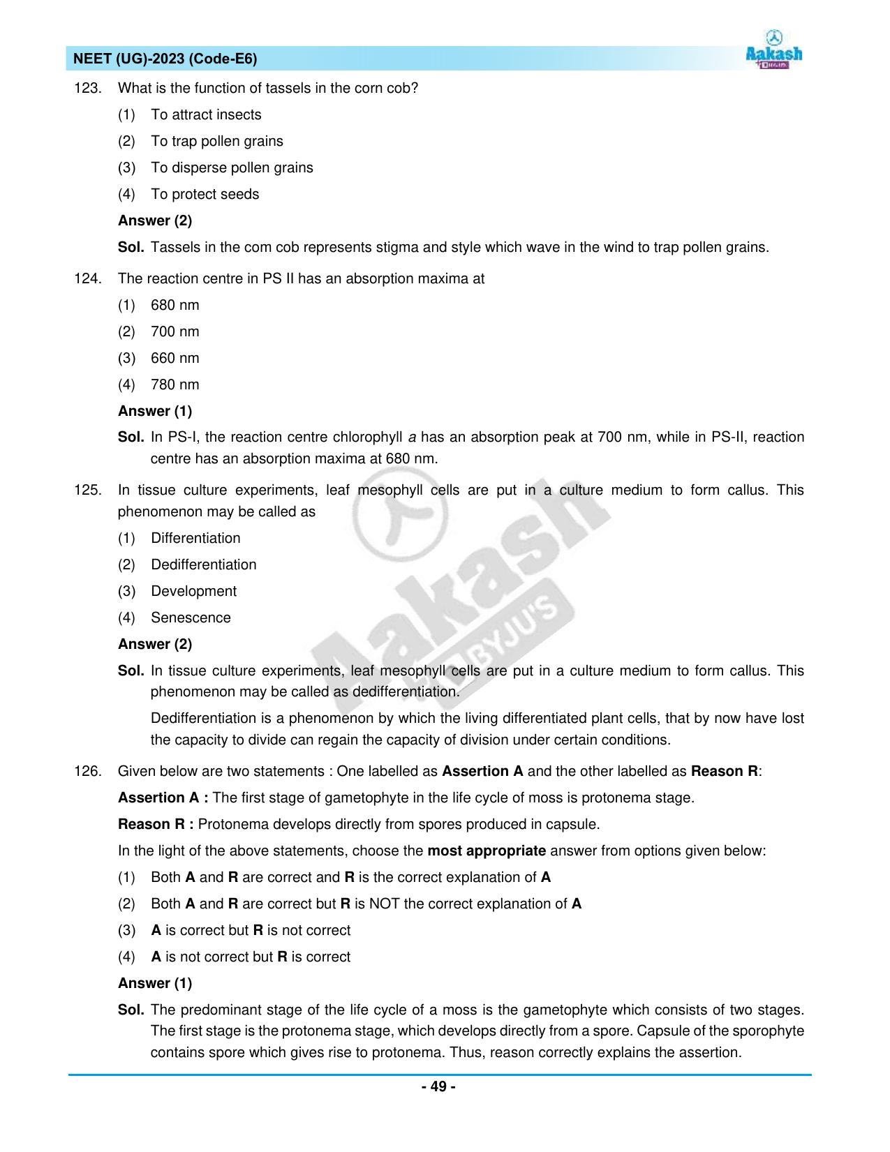 NEET 2023 Question Paper E6 - Page 49