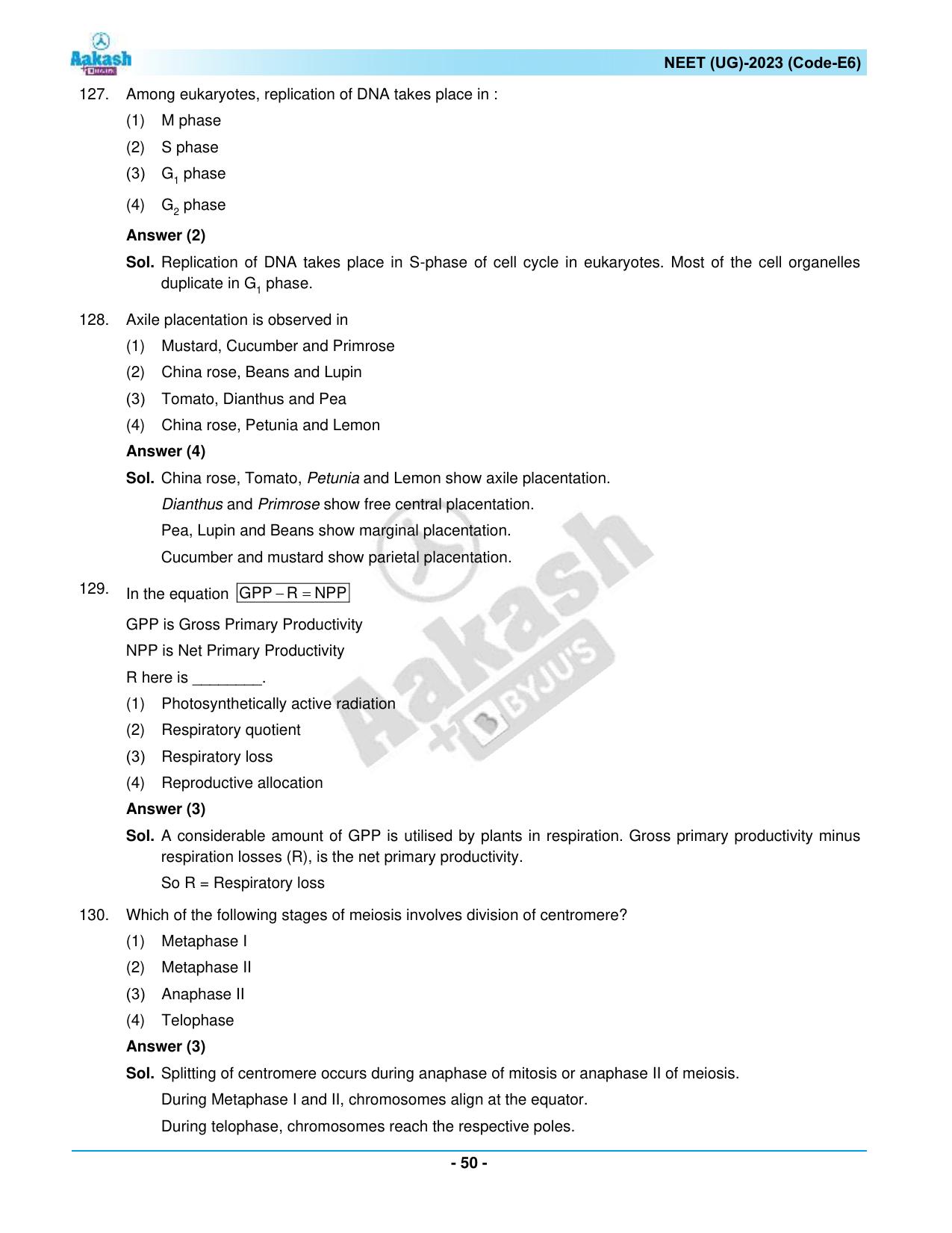 NEET 2023 Question Paper E6 - Page 50