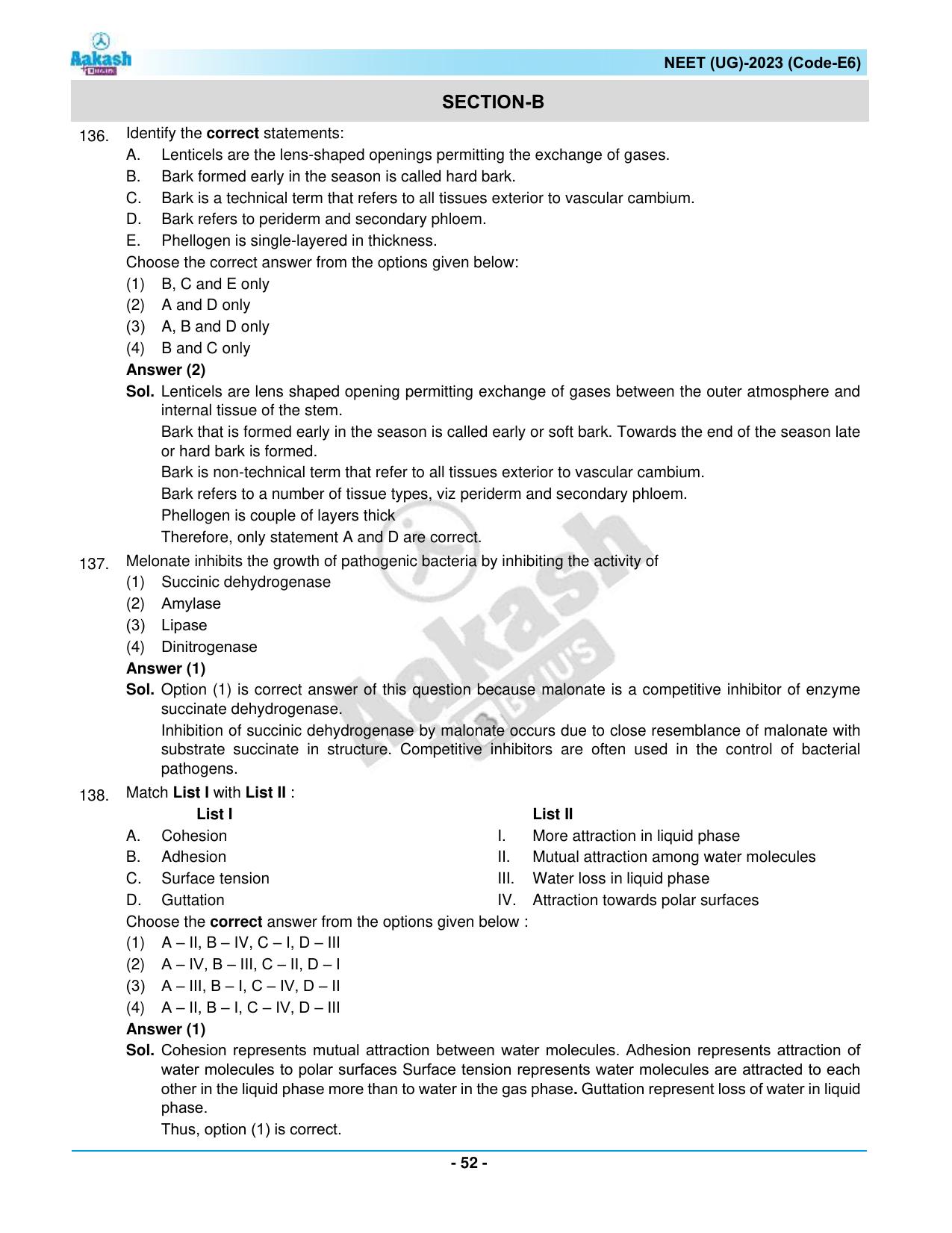 NEET 2023 Question Paper E6 - Page 52