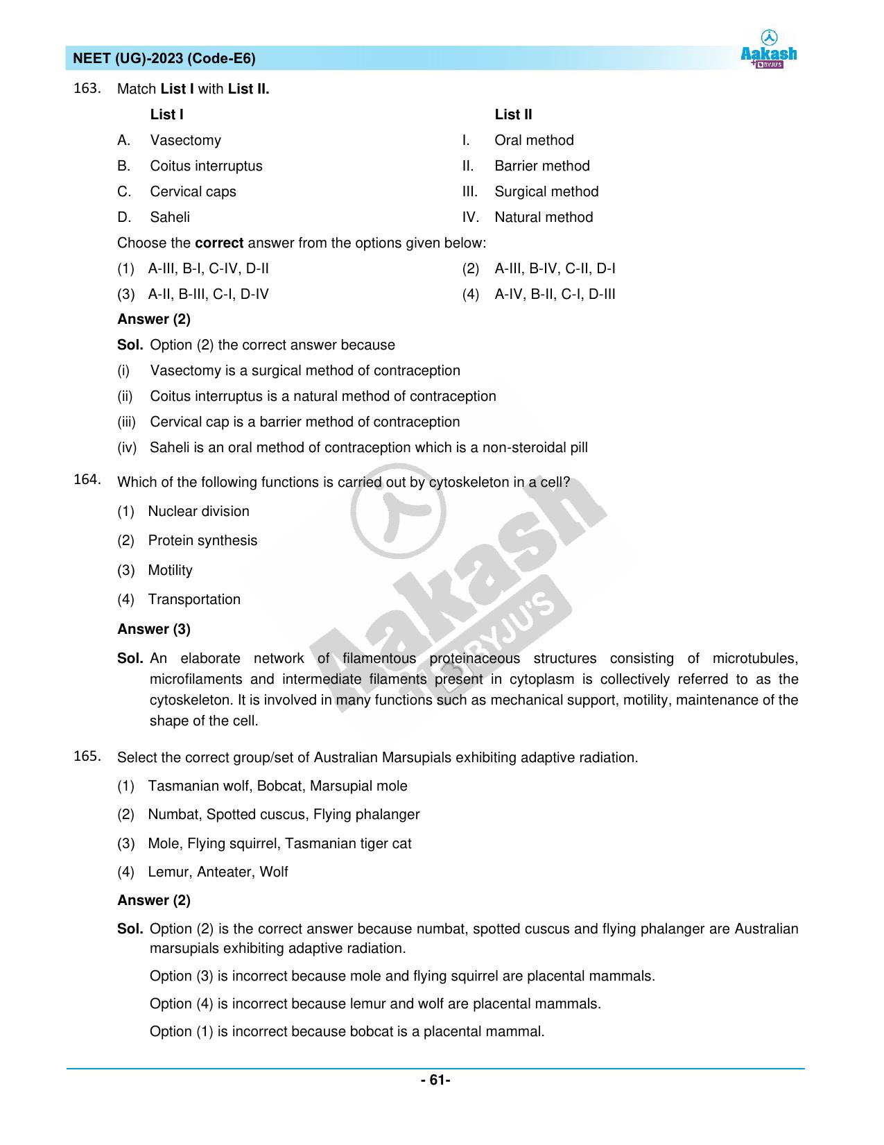 NEET 2023 Question Paper E6 - Page 61