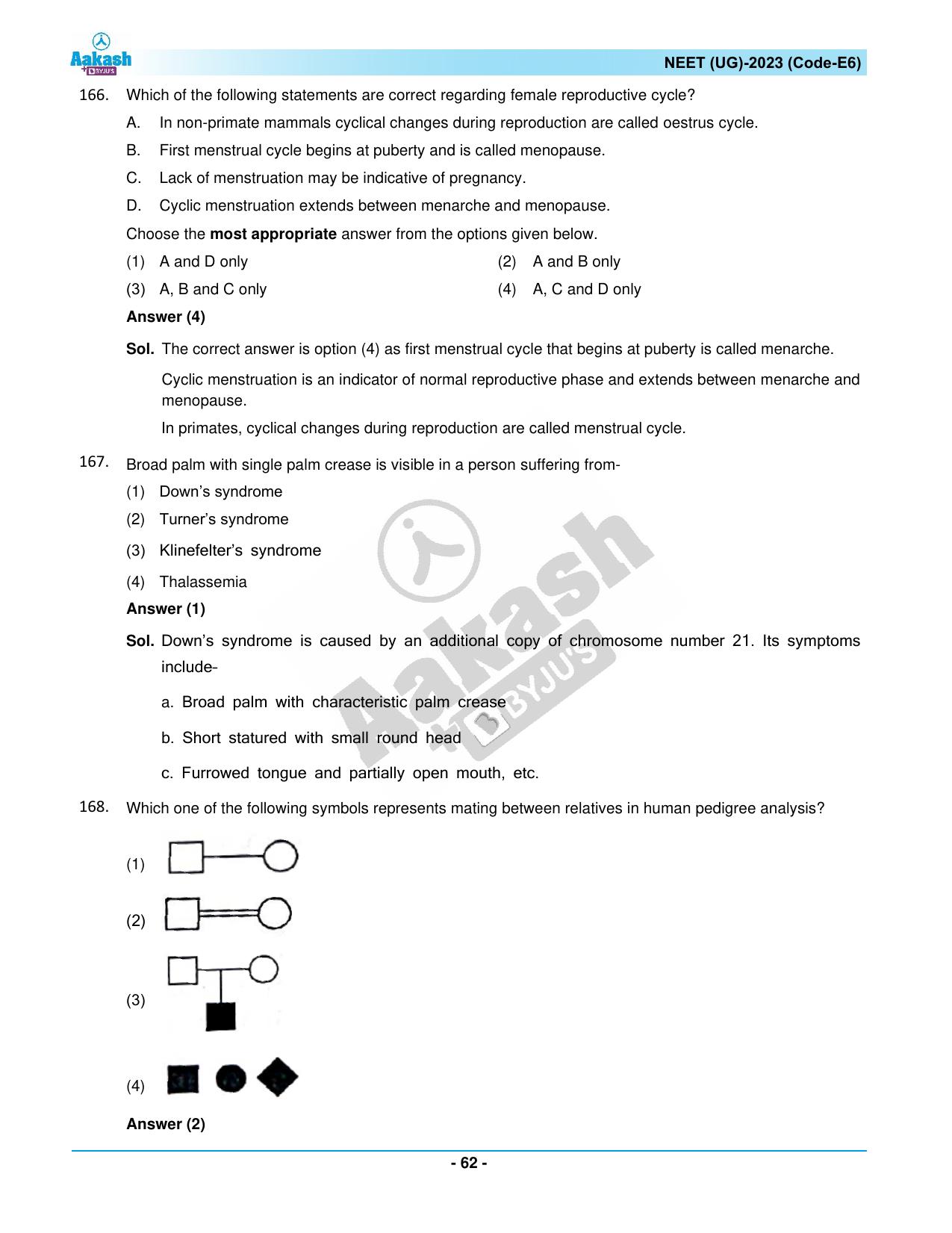 NEET 2023 Question Paper E6 - Page 62