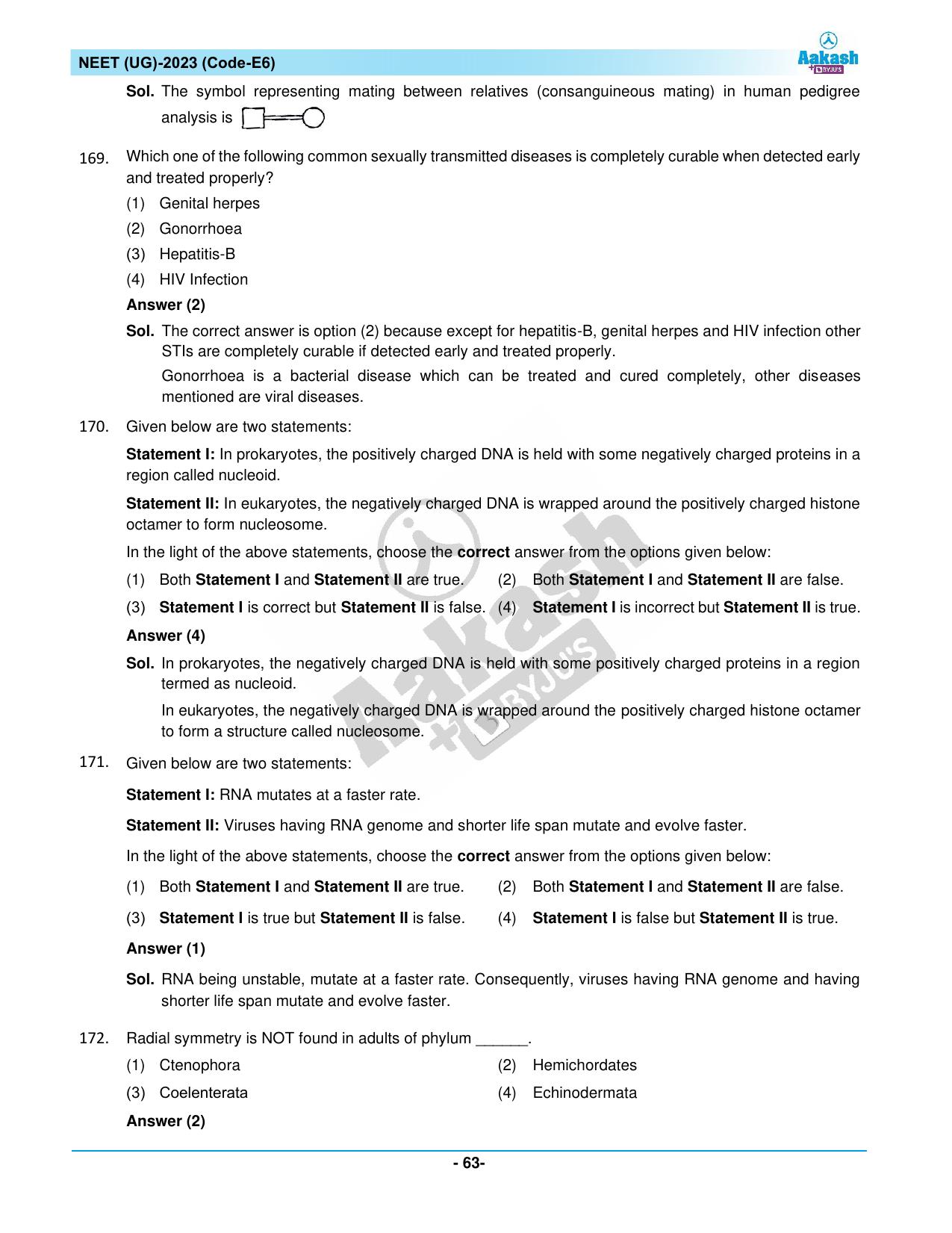 NEET 2023 Question Paper E6 - Page 63