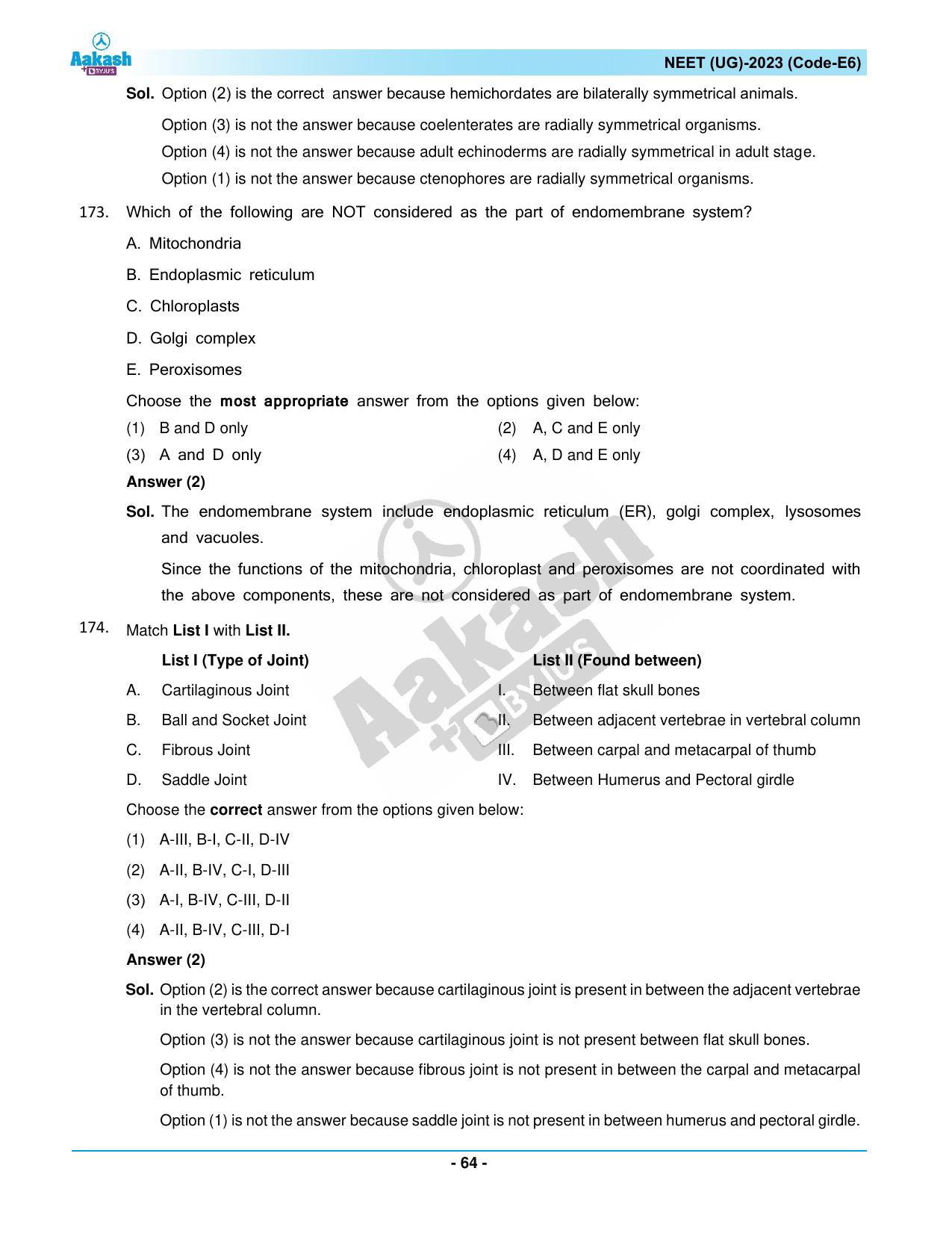 NEET 2023 Question Paper E6 - Page 64