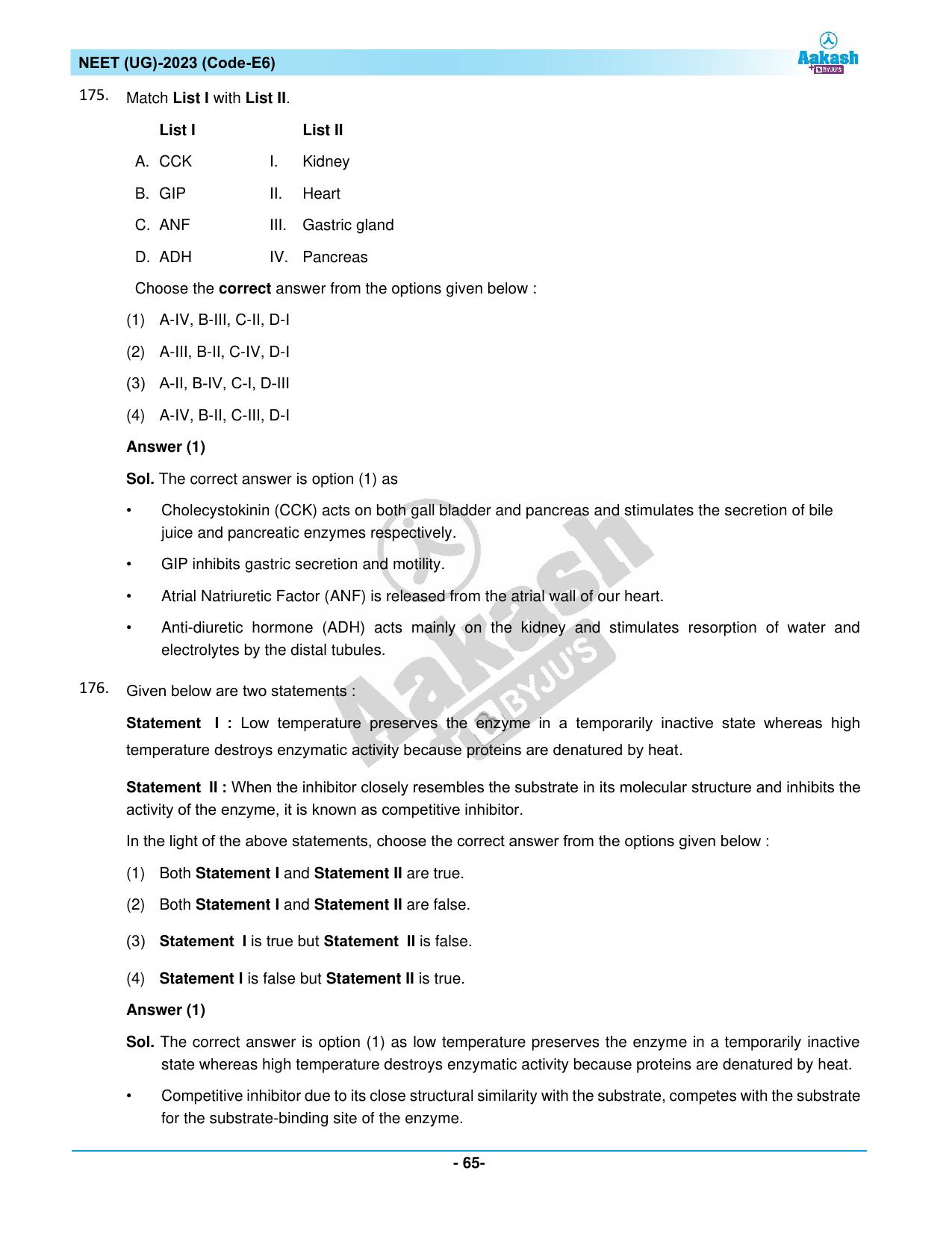 NEET 2023 Question Paper E6 - Page 65