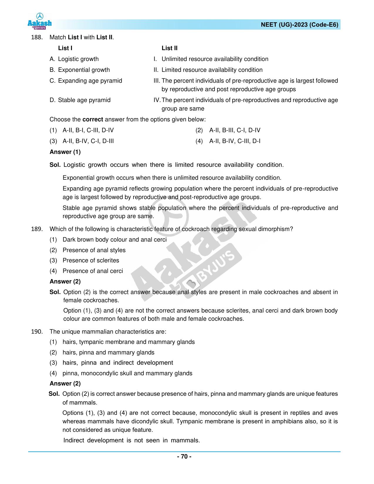 NEET 2023 Question Paper E6 - Page 70