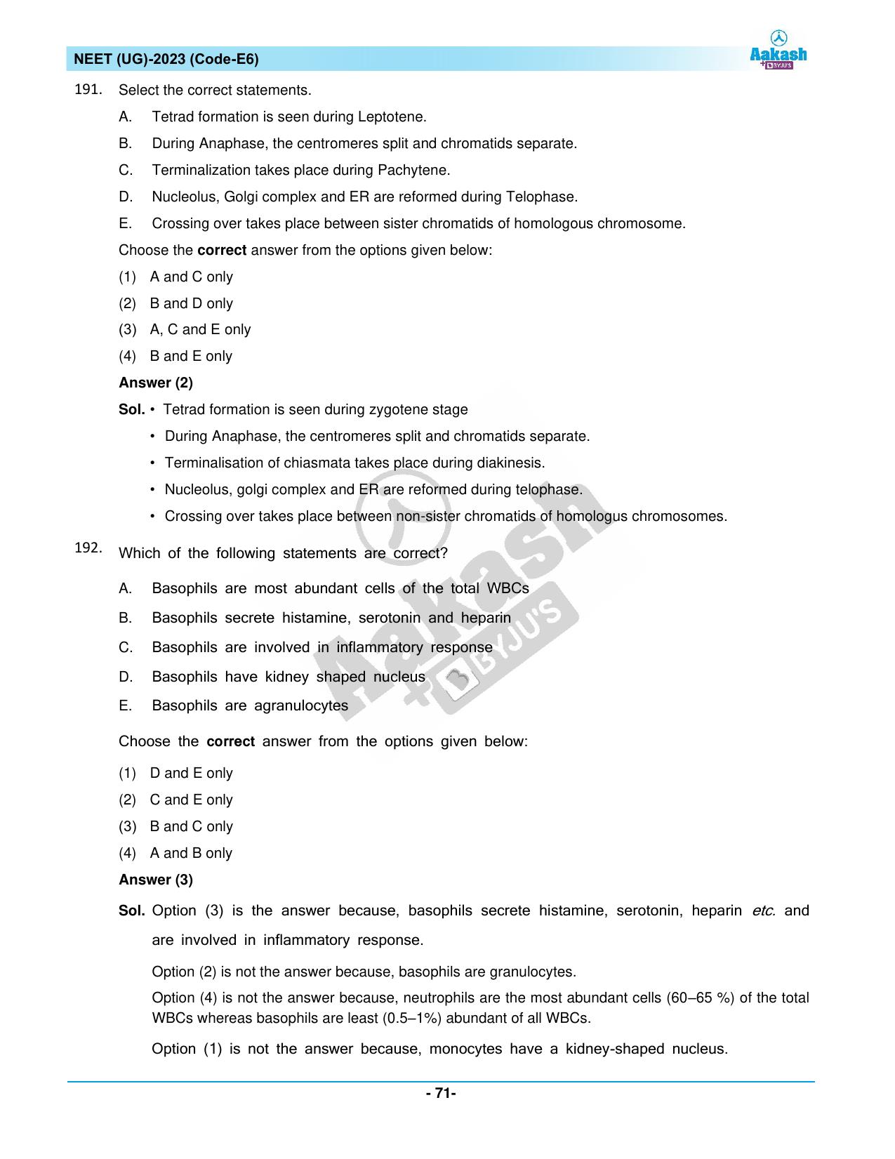 NEET 2023 Question Paper E6 - Page 71