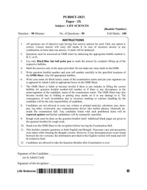 WB PUBDET 2023 Paper IX (Life Sciences) Question Paper