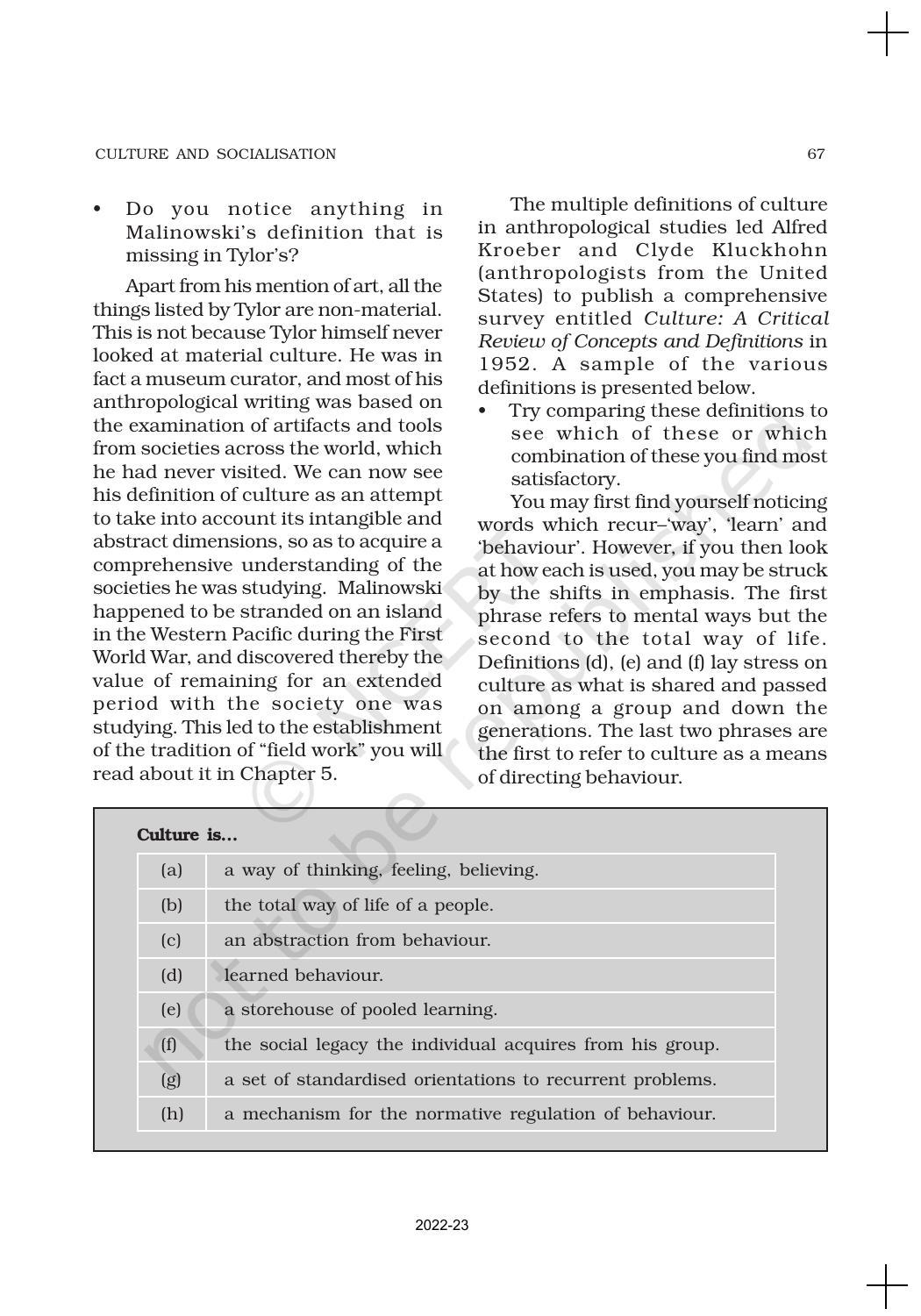NCERT Book for Class 11 Sociology Chapter 4 Culture