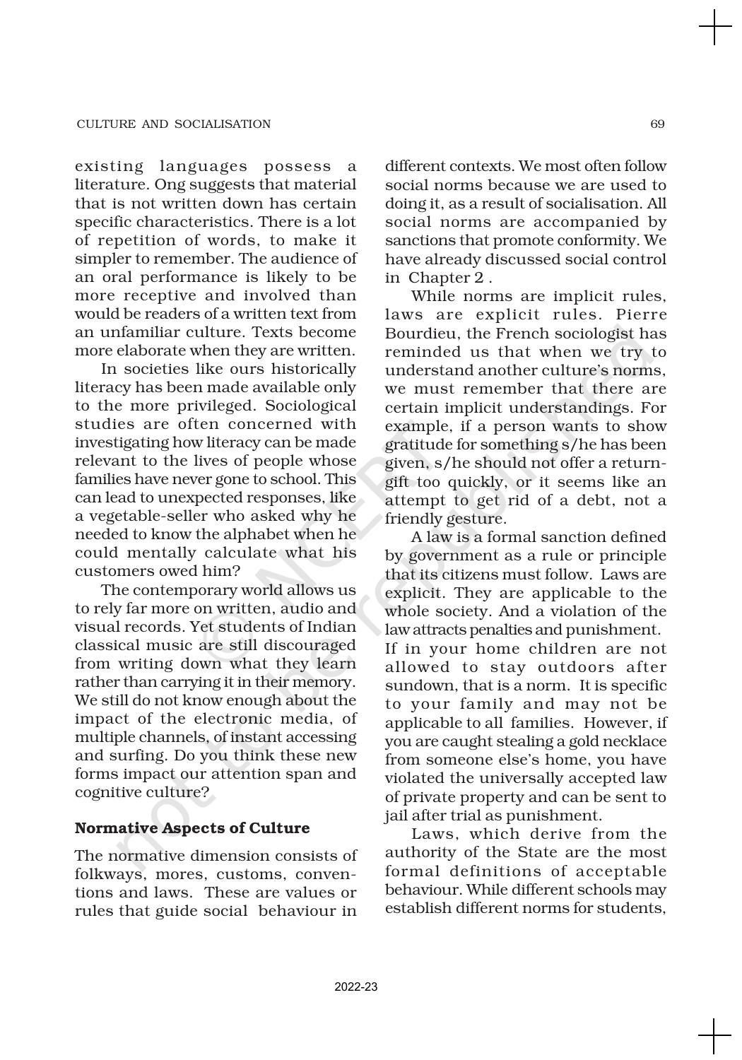 NCERT Book for Class 11 Sociology Chapter 4 Culture