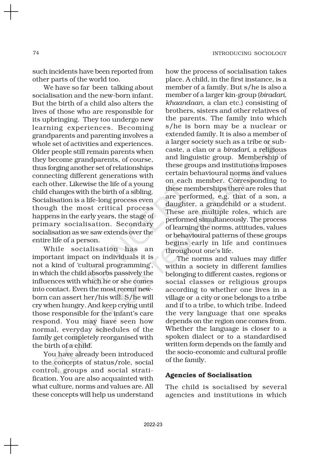 NCERT Book for Class 11 Sociology (Part-I) Chapter 4 Culture and Socialisation - Page 12