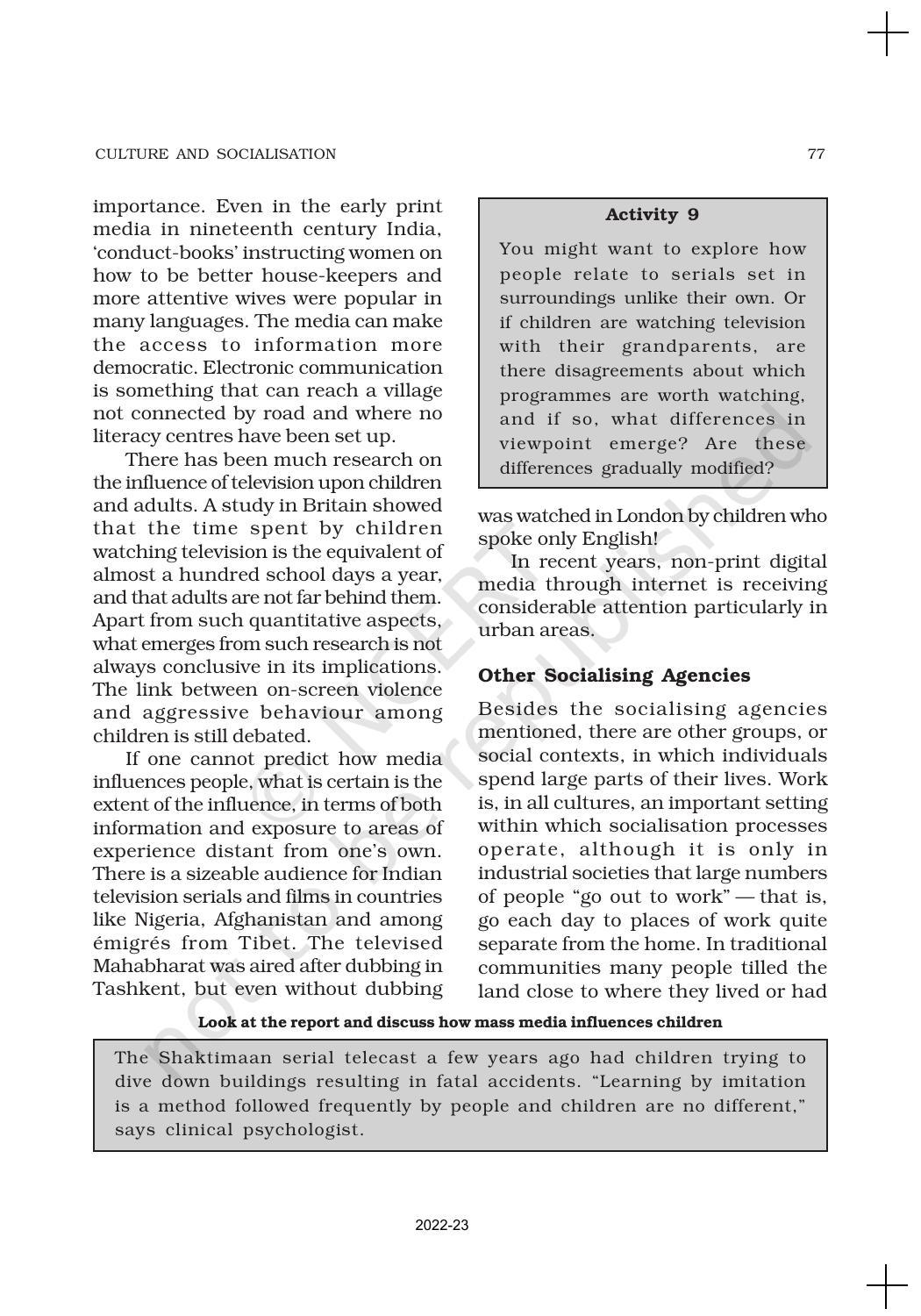 NCERT Book for Class 11 Sociology Chapter 4 Culture