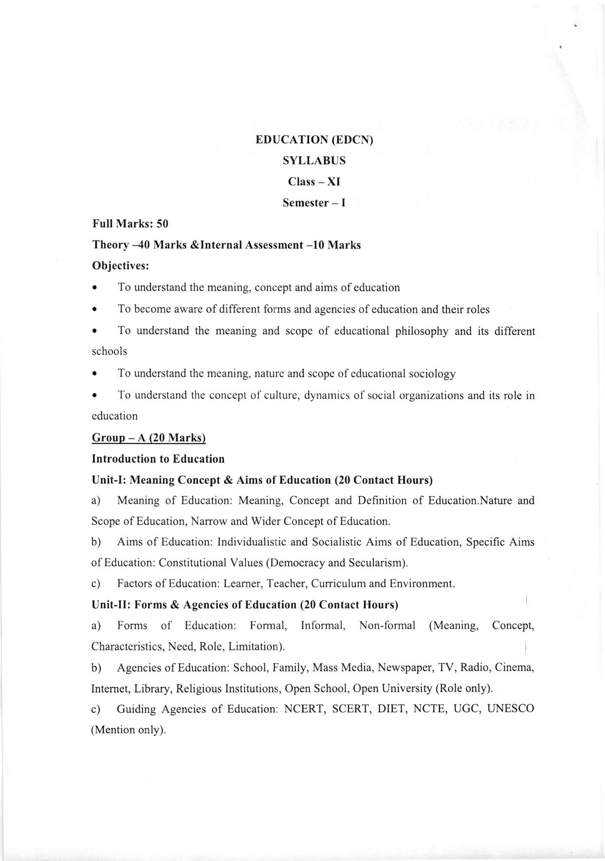 WBCHSE Class 11 & 12 Syllabus for Education (EDCN) (SET III) - Page 2