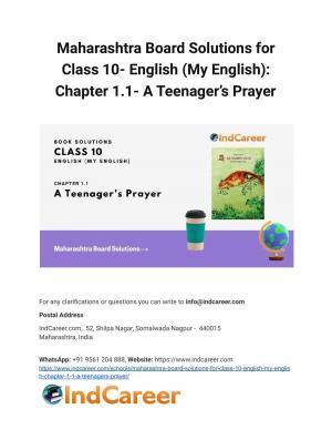 Maharashtra Board Solutions for Class 10- English (My English): Chapter 1.1- A Teenager’s Prayer