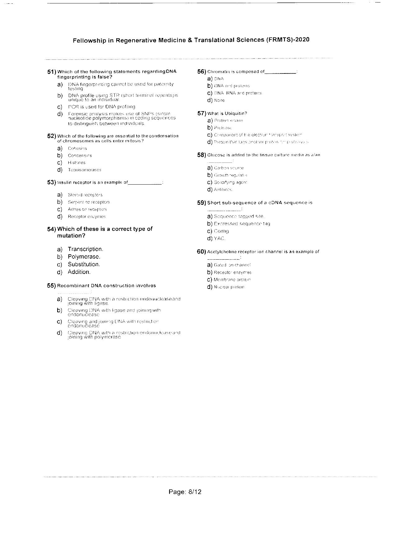 WBJEEB JEMAS (PG) 2020 FRMTS Question Paper - Page 8