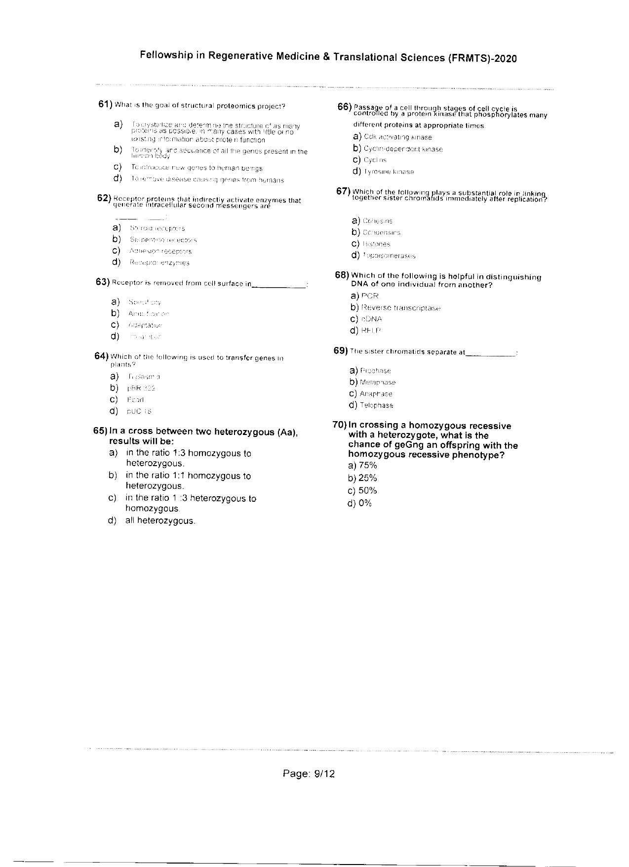 WBJEEB JEMAS (PG) 2020 FRMTS Question Paper - Page 9