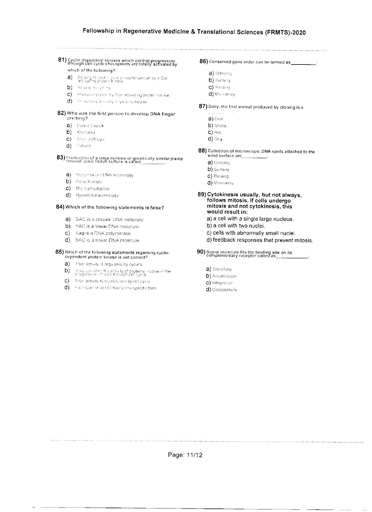 WBJEEB JEMAS (PG) 2020 FRMTS Question Paper - Page 11