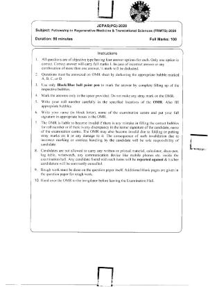 WBJEEB JEMAS (PG) 2020 FRMTS Question Paper